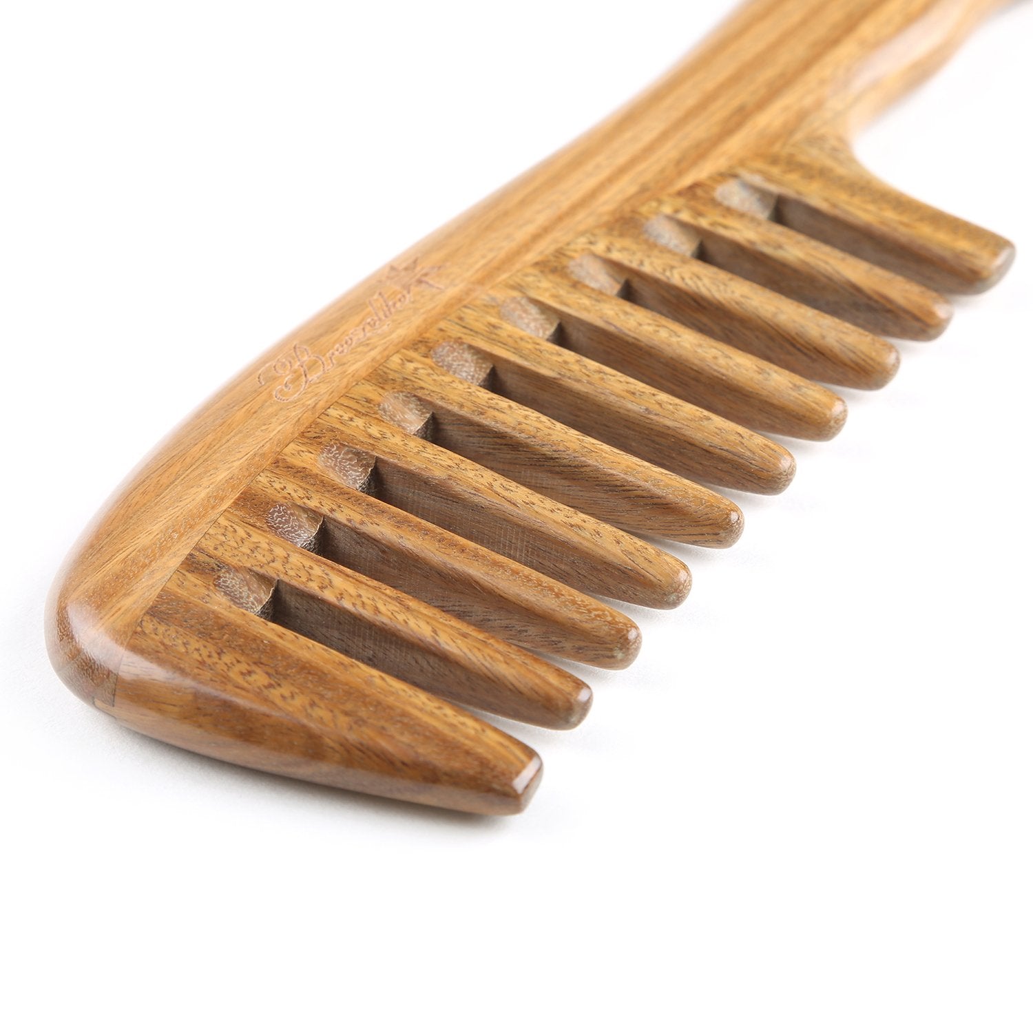 Breezelike Hair Comb for Detangling - Wide Tooth Wood Comb for Curly Hair - No Static Natural Wooden Sandalwood Comb for Women, Men