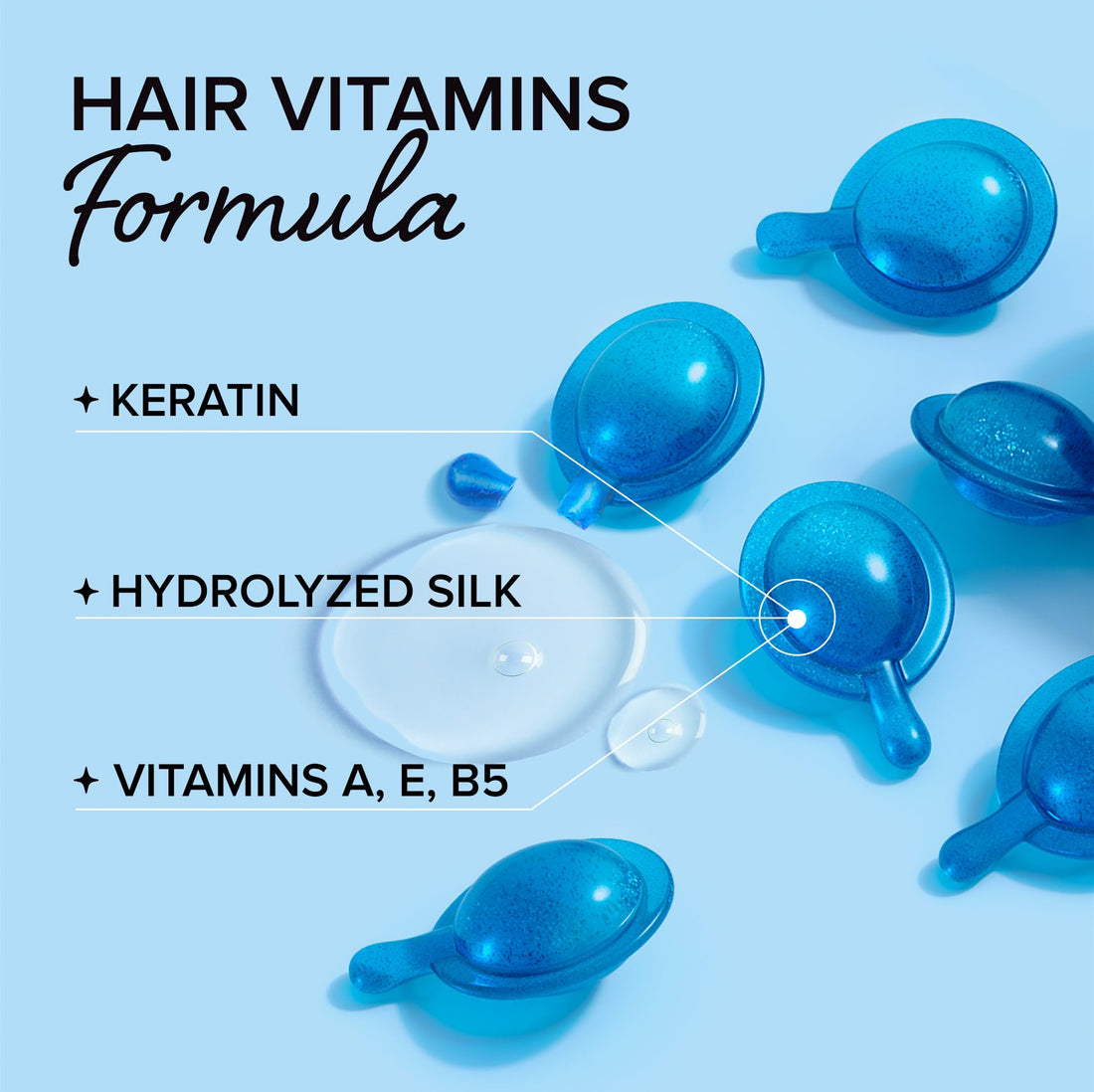 MAREE Hair Oil for Frizzy - Hair Vitamins A, E & B Keratin Styling Capsules with Jojoba & Argan Oil - Anti Frizz Serum for Women - Frizzy, Damaged, Dry and Curly - Sérum Gotas & Aceite Para el Cabello