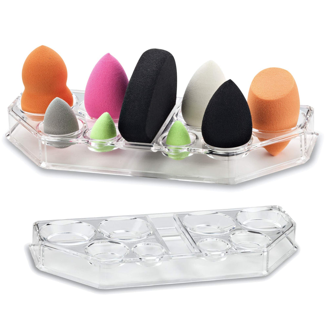 byAlegory Acrylic Makeup Beauty Sponge Organizer & Drying House | 9 Spaces Fits All Brands