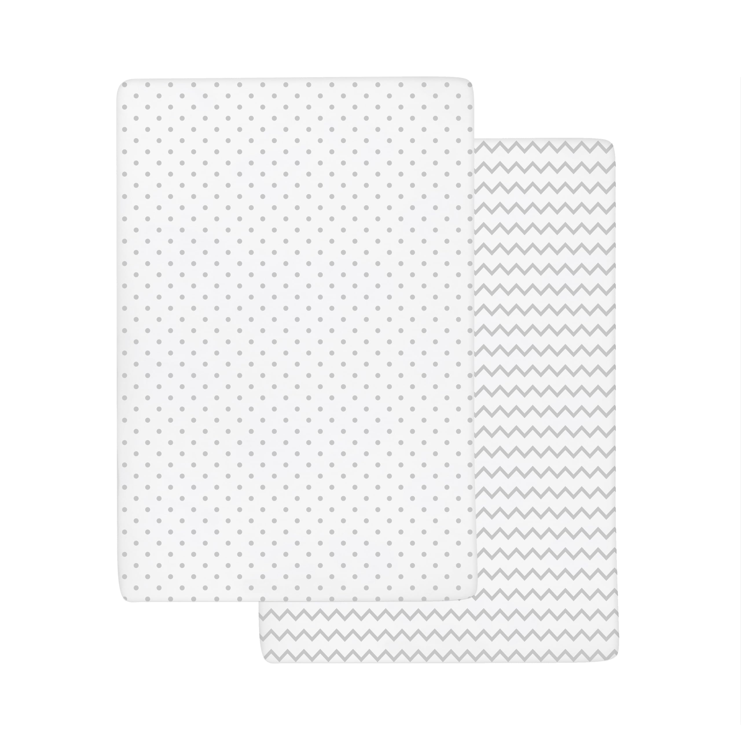 Ely’s & Co. Crib Sheets, Baby Boy/Girl Fitted Crib Mattress Sheet Set, 2 Pack, 100% Jersey Knit Cotton, Infant and Toddler Nursery Bedding, Grey Chevron and Polka Dot Print, 28” x 52”