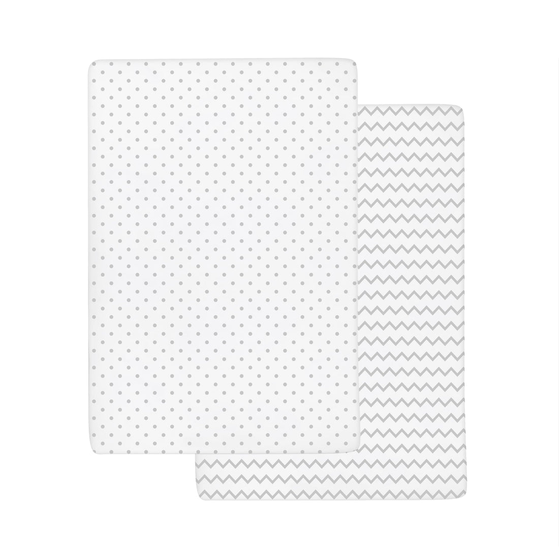 Ely’s & Co. Crib Sheets, Baby Boy/Girl Fitted Crib Mattress Sheet Set, 2 Pack, 100% Jersey Knit Cotton, Infant and Toddler Nursery Bedding, Grey Chevron and Polka Dot Print, 28” x 52”