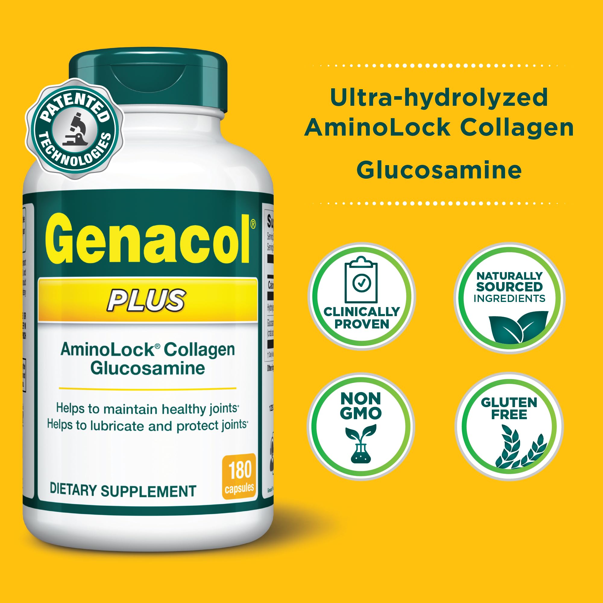 Genacol Glucosamine and Collagen Joint Supplement Glucosamina Colageno | Lubricates, Protects and Maintains Heathy Joints | Relieves Joint Discomfort Plus 180 Capsules