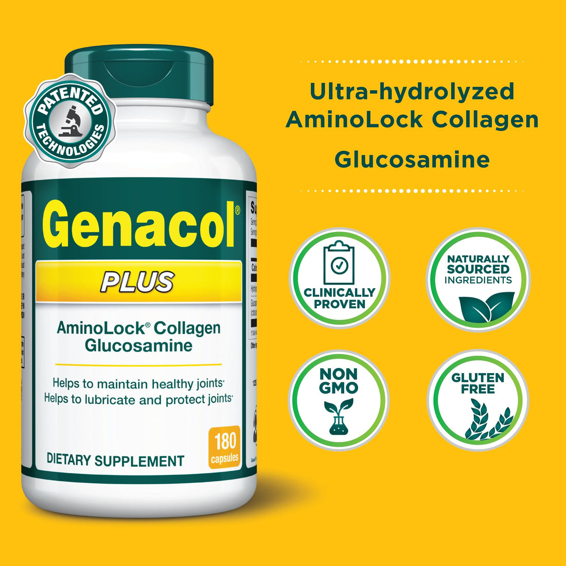 Genacol Glucosamine and Collagen Joint Supplement Glucosamina Colageno | Lubricates, Protects and Maintains Heathy Joints | Relieves Joint Discomfort Plus 180 Capsules