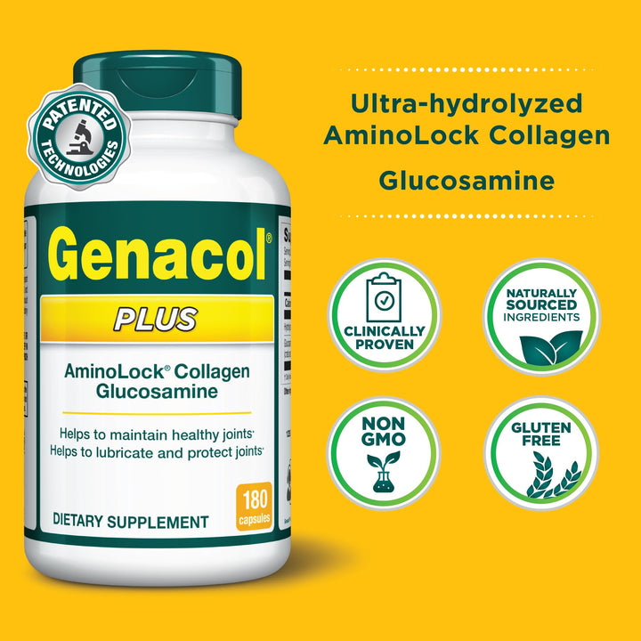 Genacol Glucosamine and Collagen Joint Supplement Glucosamina Colageno | Lubricates, Protects and Maintains Heathy Joints | Relieves Joint Discomfort Plus 180 Capsules