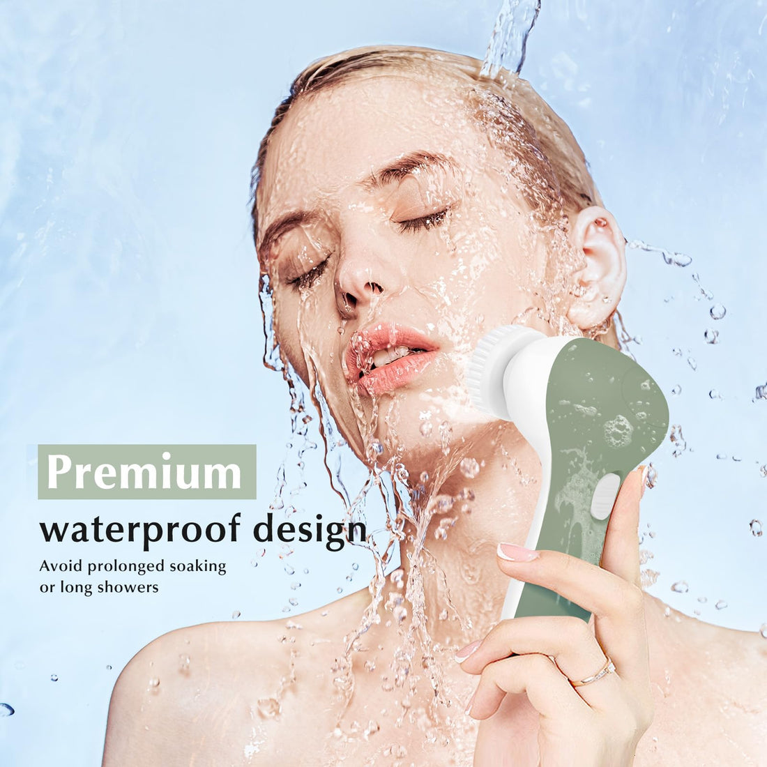 COSLUS Facial Cleansing Brush Silicone Face Scrubber: 7 in 1 FBS-D Electric Exfoliating Rotating Massage Device Waterproof Deep Cleaning Exfoliation Spa Machine - Electronic Skin Care Wash System