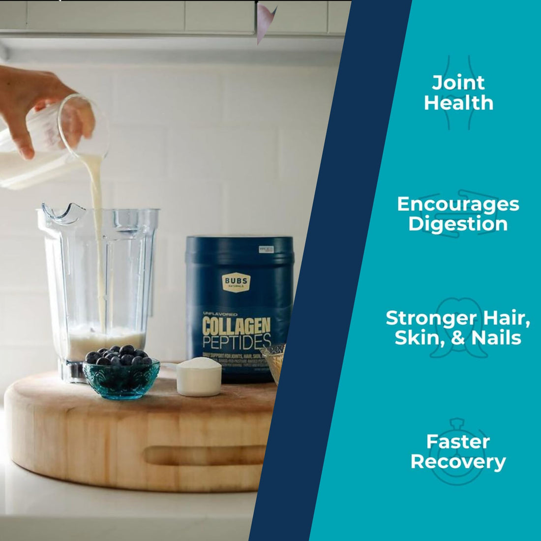 BUBS Naturals Unflavored Collagen Peptides Powder - Best Proteins for Joints & Skin - Pasture Raised Grass Fed - Paleo Keto Friendly, Whole30 Approved, Non-GMO Dairy & Gluten Free (20oz) 28 Servings