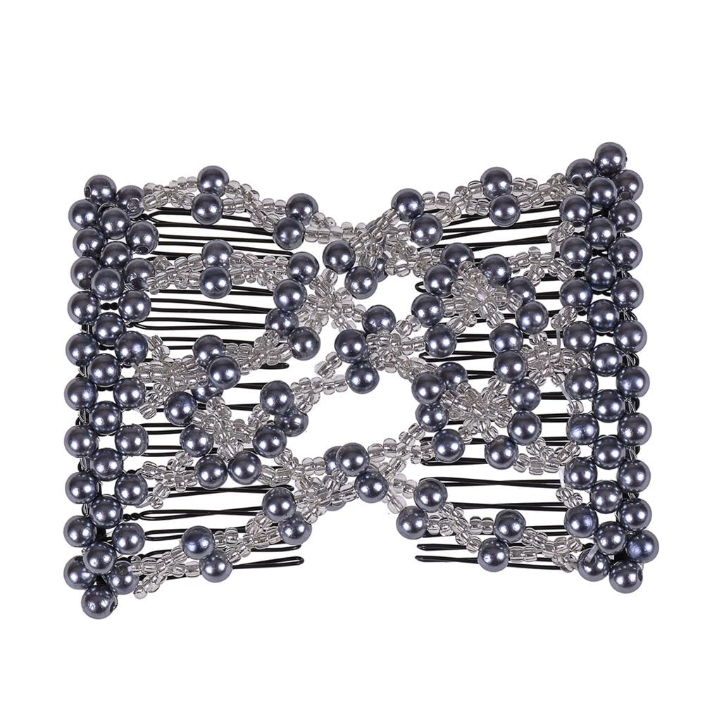 Casualfashion Hair Accessories Casualfashion Pack of 3 Awesome Ez Stretching Combs, Hand-beaded Double Combs Hair Clips for Women Girls
