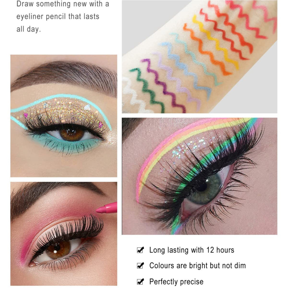 ONarisae eyeliner pencil retractable eyeliner creamy pigmented smudge proof eye liner pen White