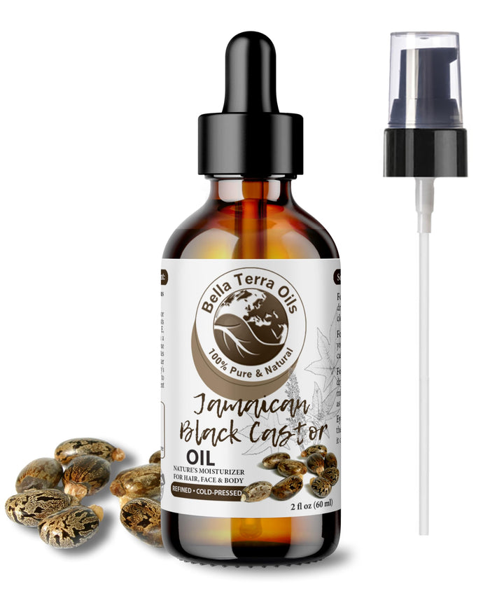 Bella Terra Oils - Black Castor Oil 2oz - Cold-Pressed Purity, A Beacon of Natural Beauty, Loaded with Beneficial Fatty Acids