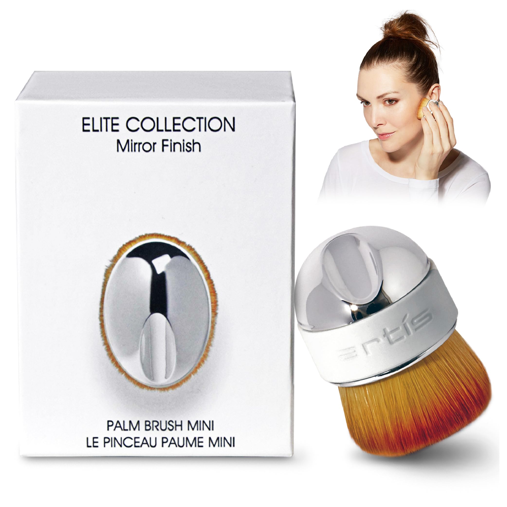 Artis Elite Mirror Palm Brush Mini - Oval Makeup Brush - Luxury Synthetic Makeup Brush - Ideal for Foundation, Highlight, Contour, Blush- Use with liquids, powders and creams - Creates Airbrush Finish