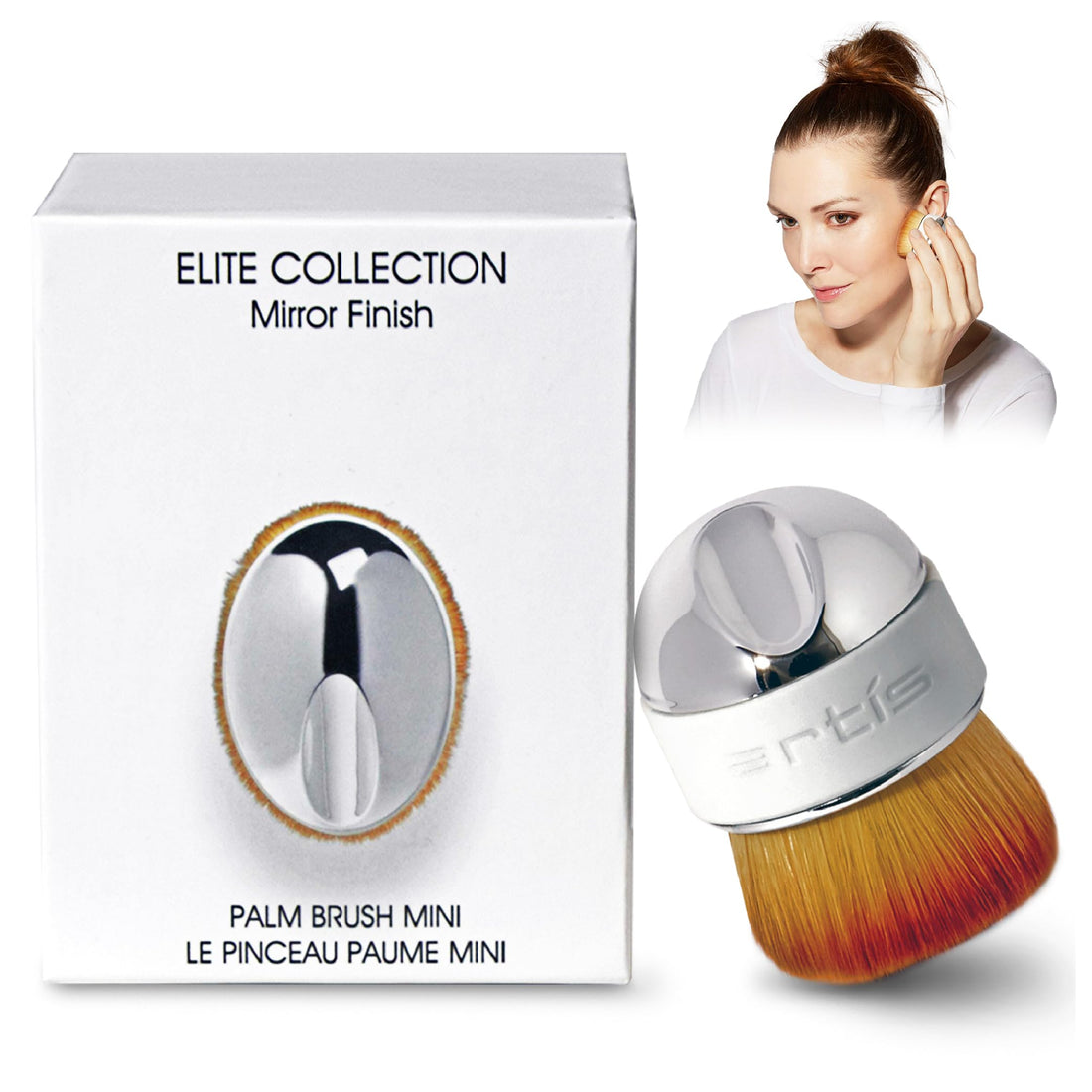 Artis Elite Mirror Palm Brush Mini - Oval Makeup Brush - Luxury Synthetic Makeup Brush - Ideal for Foundation, Highlight, Contour, Blush- Use with liquids, powders and creams - Creates Airbrush Finish