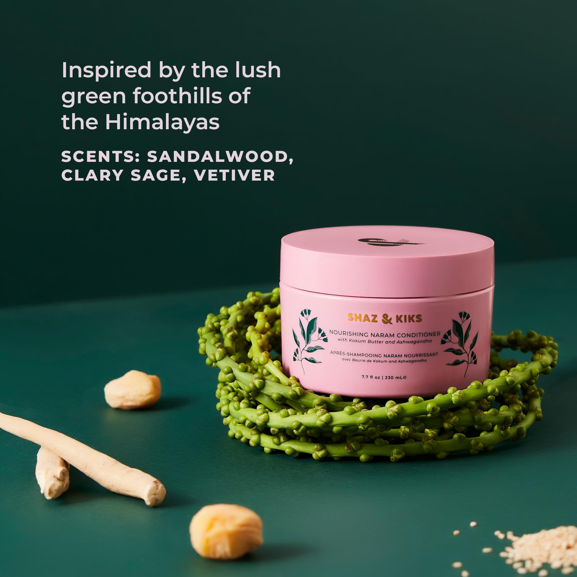 SHAZ & KIKS Nourishing Naram Conditioner | Light-weight Conditioner for All Hair Types | Visibly Softens and Protects Hair with Ayurvedic Adaptogens | 3.04 oz