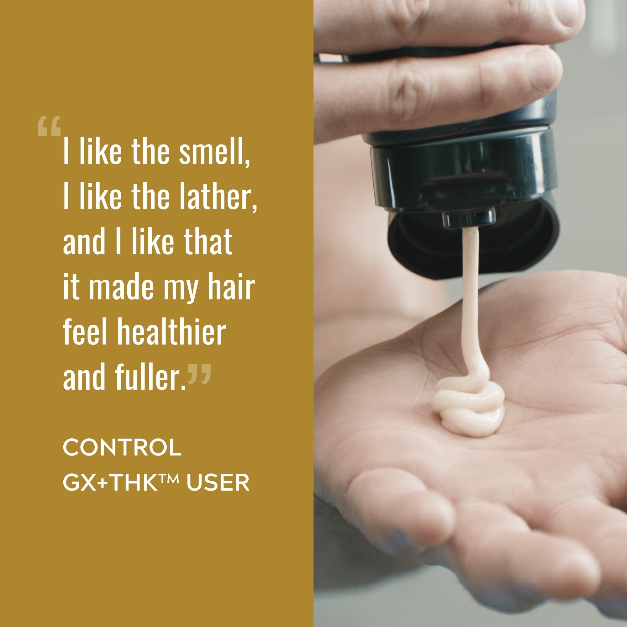 JUST FOR MEN Control GX + THK Thickening Shampoo with Grey Reduction, Shampoo for Thinning Hair with Alpha Keratin, Thickens Hair Up to 20%, Works with Every Hair Texture, 4 oz