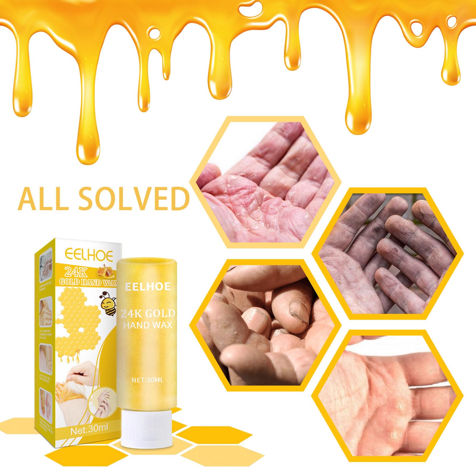 Grospe Honey Peel Off Hand Mask,Moisturizing Repairing Hand Mask,Exfoliating Hand Peeling Mask,Repair Rough Skin for Men & Women