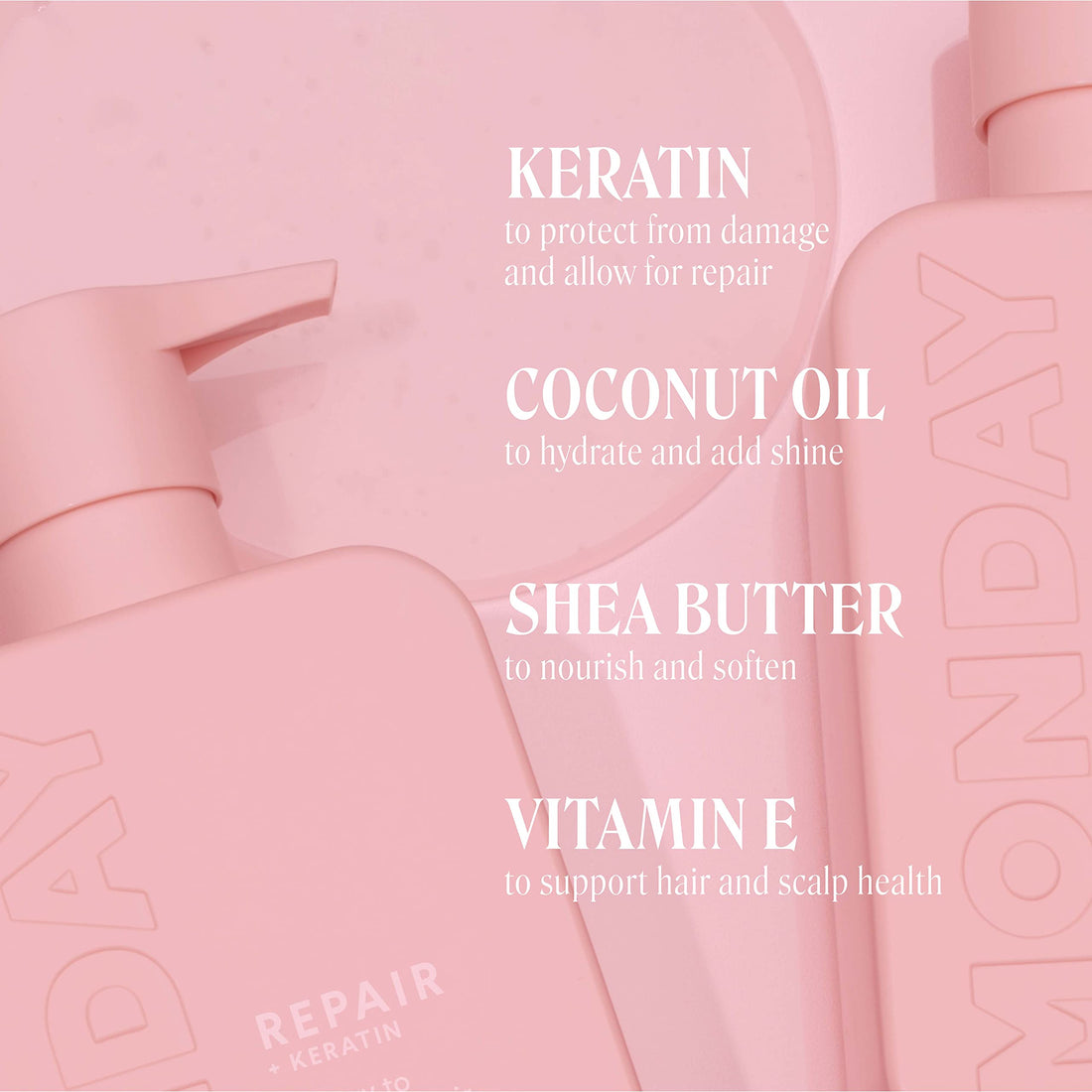 MONDAY HAIRCARE Repair Shampoo 12oz for Dry to Damaged Hair, Made with Keratin, Coconut Oil, Shea Butter and Vitamin E (350ml)