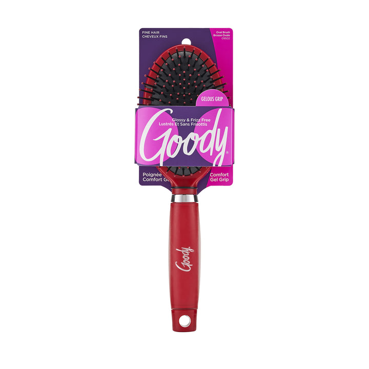 Goody Oval Hair Brush with Gelous Grip - For All Hair Types - Ion Infused Bristles for Frizz-Free and Glossy Styling - Pain-Free Hair Accessories for Women, Men, Boys, and Girls