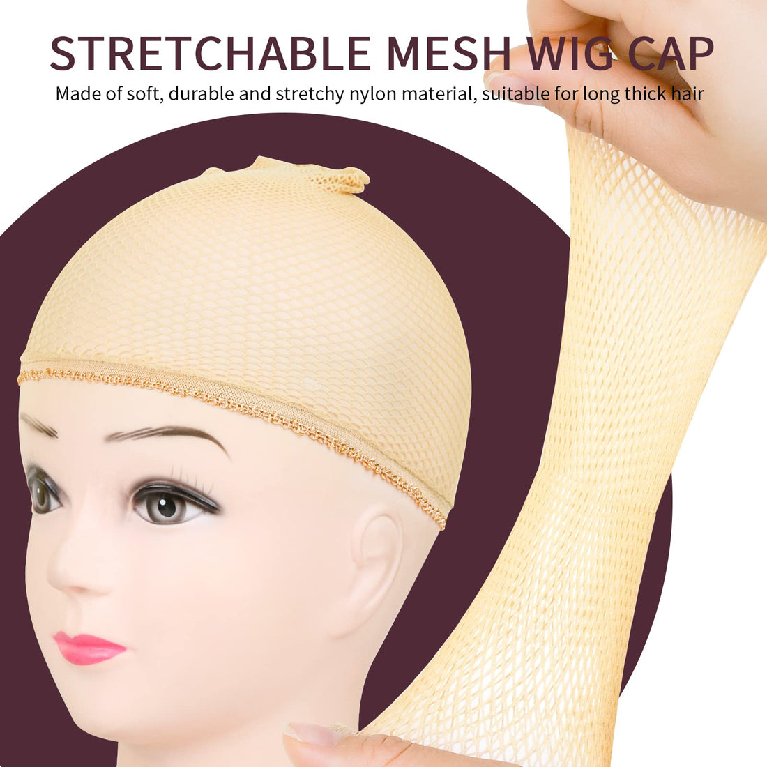 FANDAMEI Wig Caps Net, 4PCS Wig Caps Mesh Net Open End, Light Brown Wig Cap for women, Nylon Mesh Wig Caps Net, Strength Wig Cap Light Brown