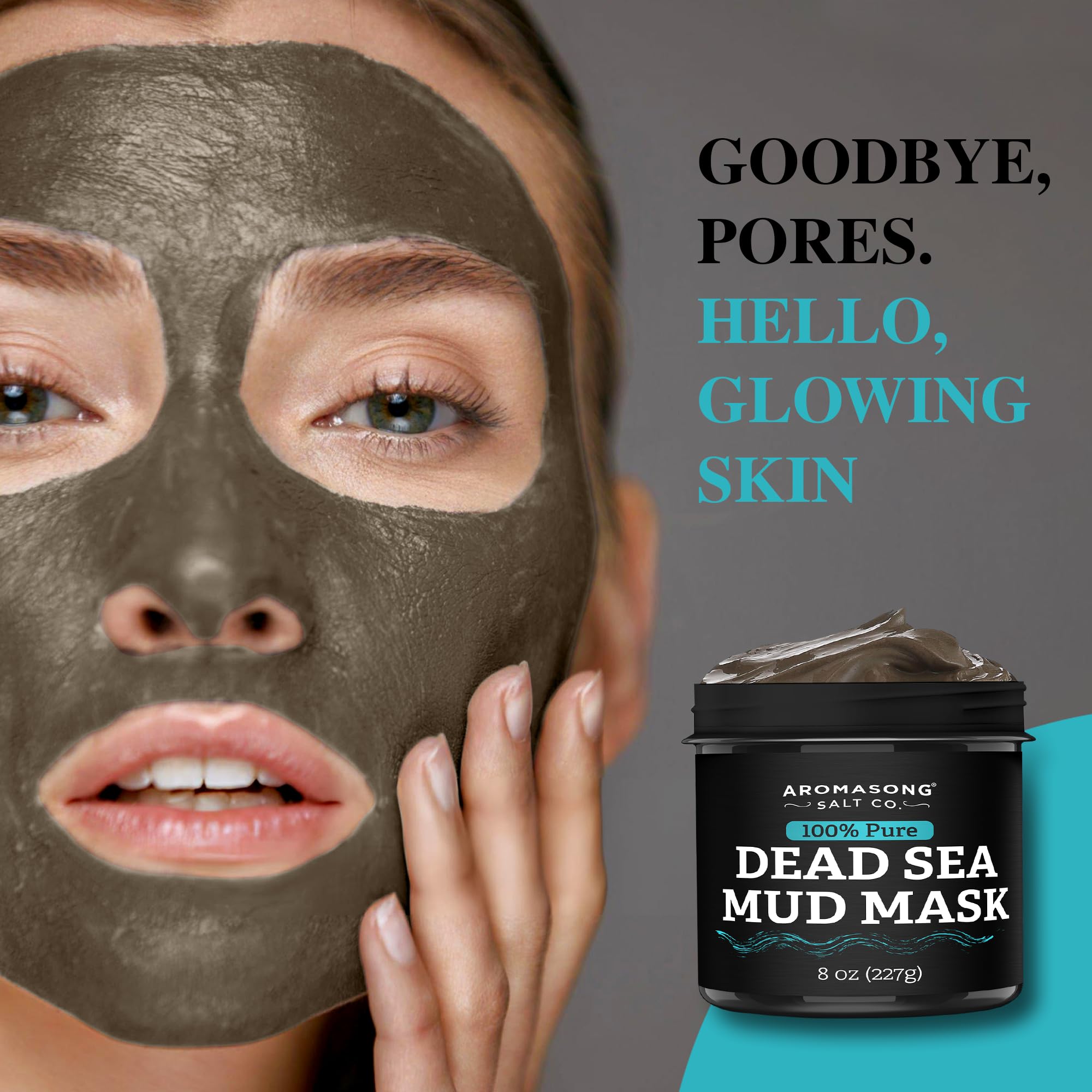 Aromasong Dead Sea Mud Mask 100% Pure for Face and Body - Spa Quality Pore Reducer for Acne, Blackheads & Oily Skin, Cleansing Natural Skin Care for Women and Men - 8 oz