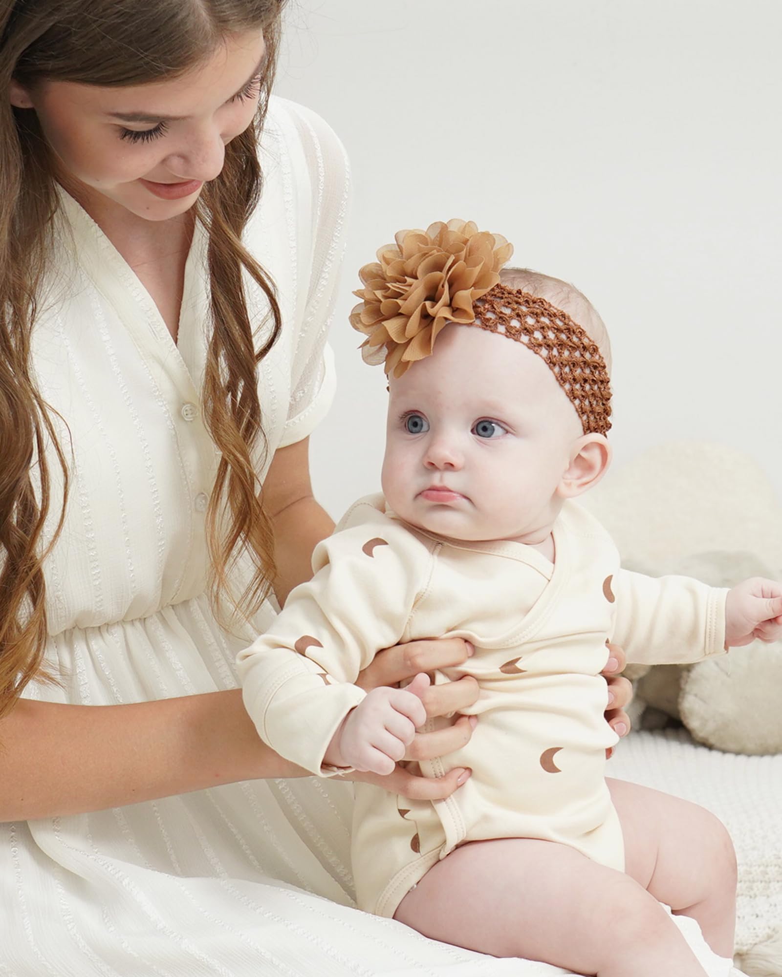 jollybows 18pcs Baby Girls Headband Chiffon Flower Soft Stretchy Hair Band Hair Accessories for Baby Girls Newborns Infants Toddlers and Kids