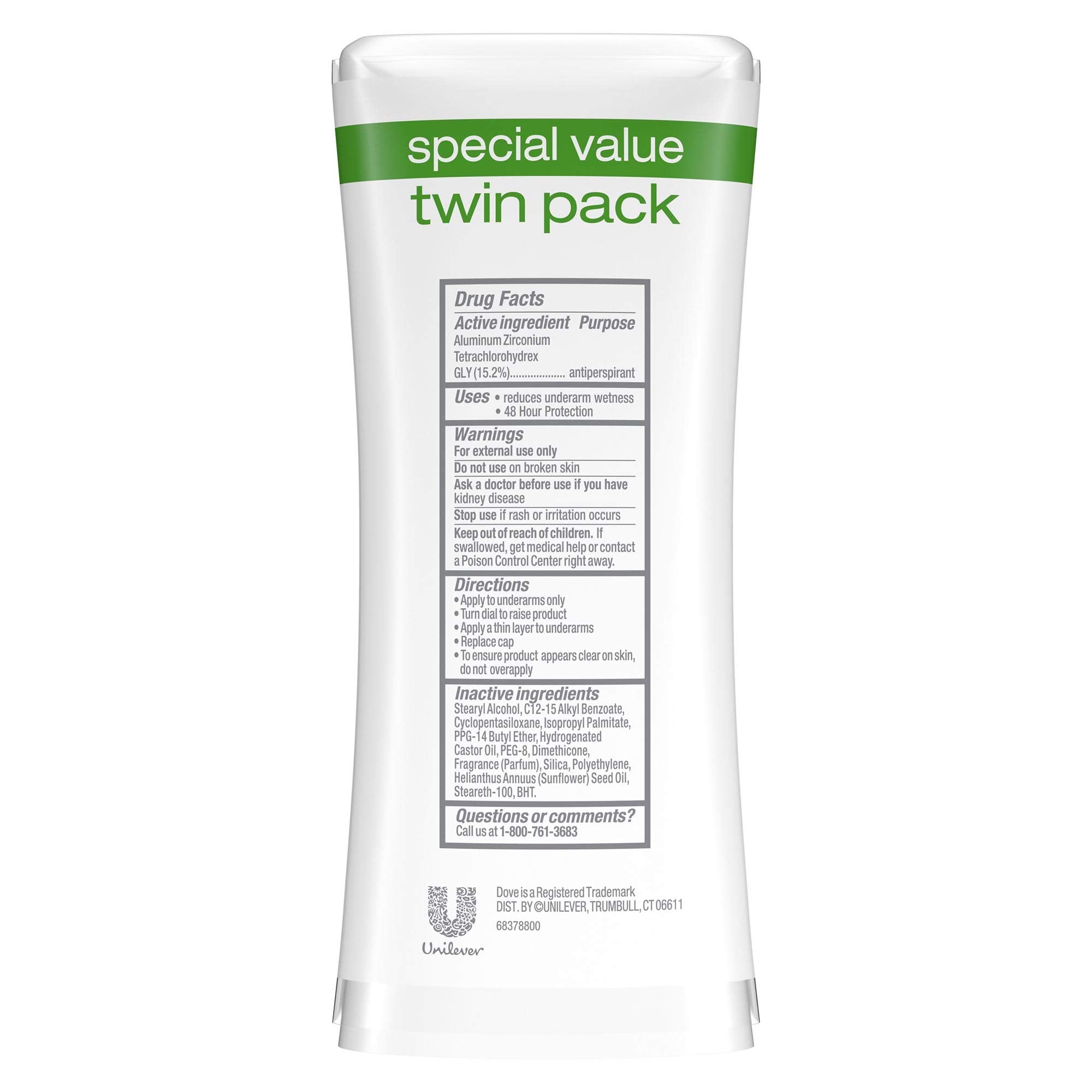 Dove go fresh Anti-Perspirant Deodorant, Cool Essentials Cucumber &Green Tea, 2.6 oz, Twin Pack