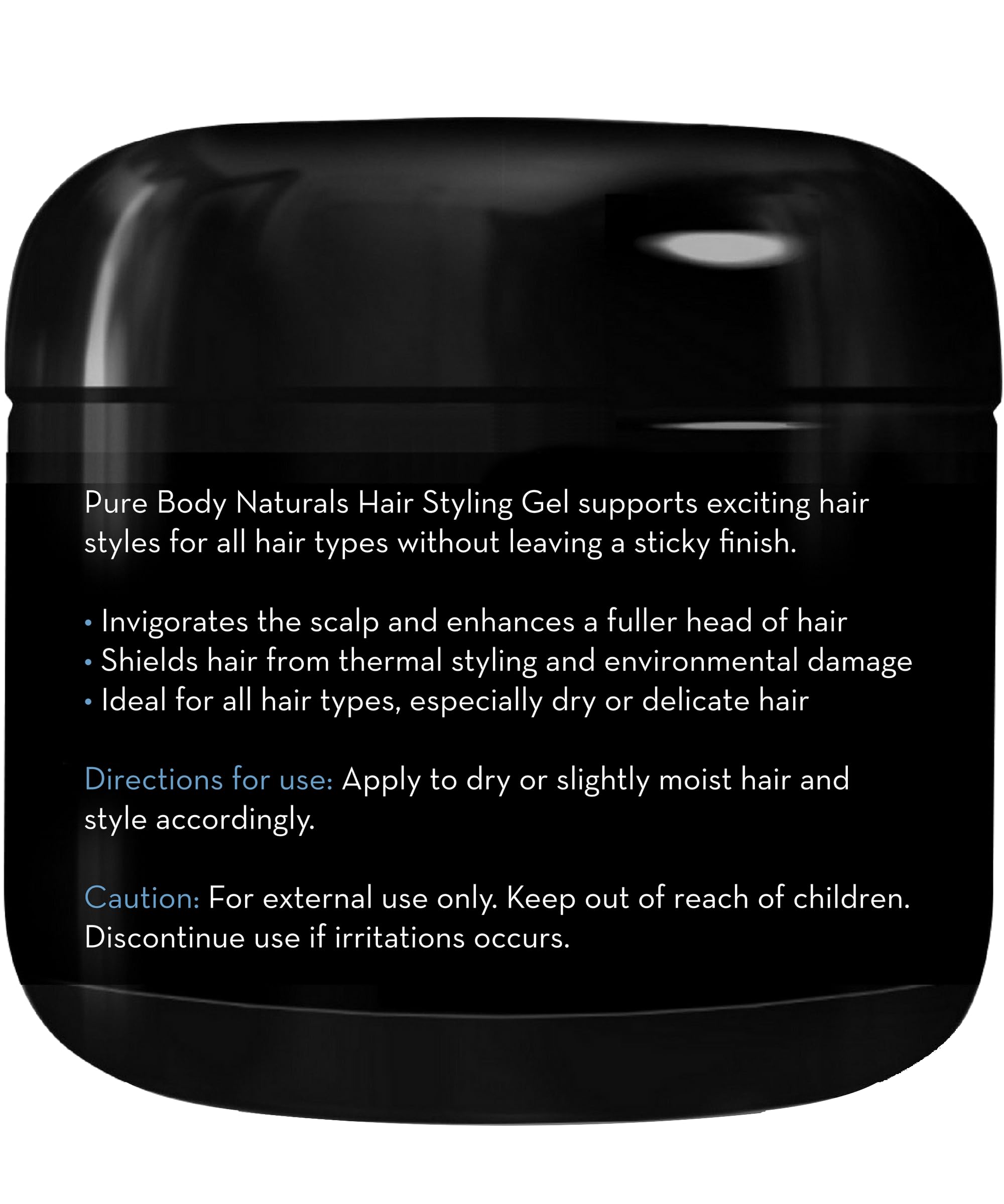 Pure Body Naturals Hair Gel for Men, Natural Ingredients with Hydrating Aloe For Firm, Healthy Hair, 4 Fl Oz