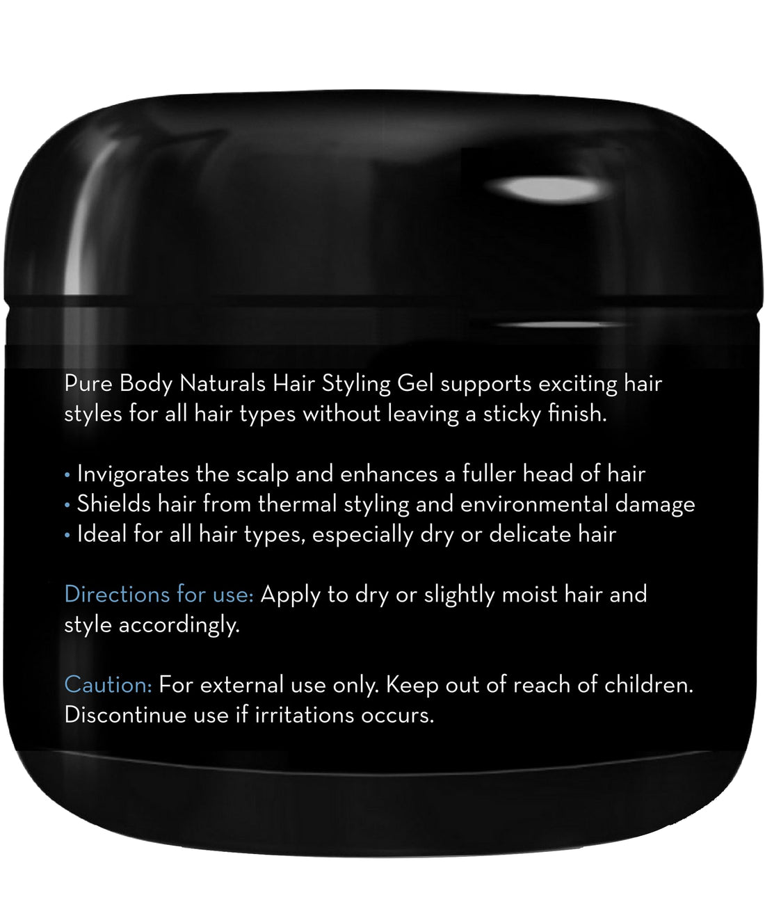Pure Body Naturals Hair Gel for Men, Natural Ingredients with Hydrating Aloe For Firm, Healthy Hair, 4 Fl Oz