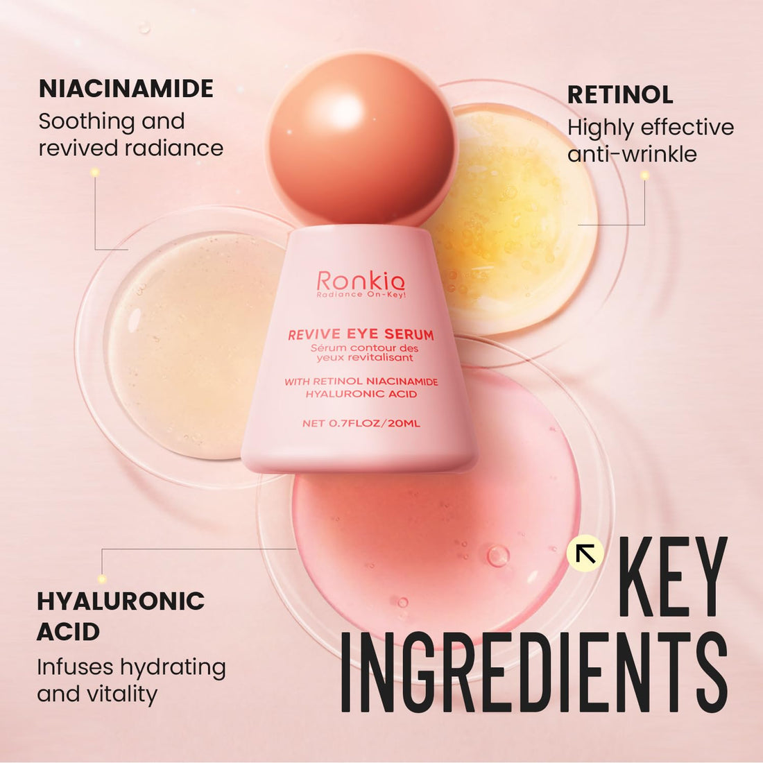 Retinol Eye Cream for Dark Circles: Revive Eye Serum for Anti-Aging - Reduces Fine Lines and Puffy Eyes for Women Day and Night Use 0.7 fl. oz