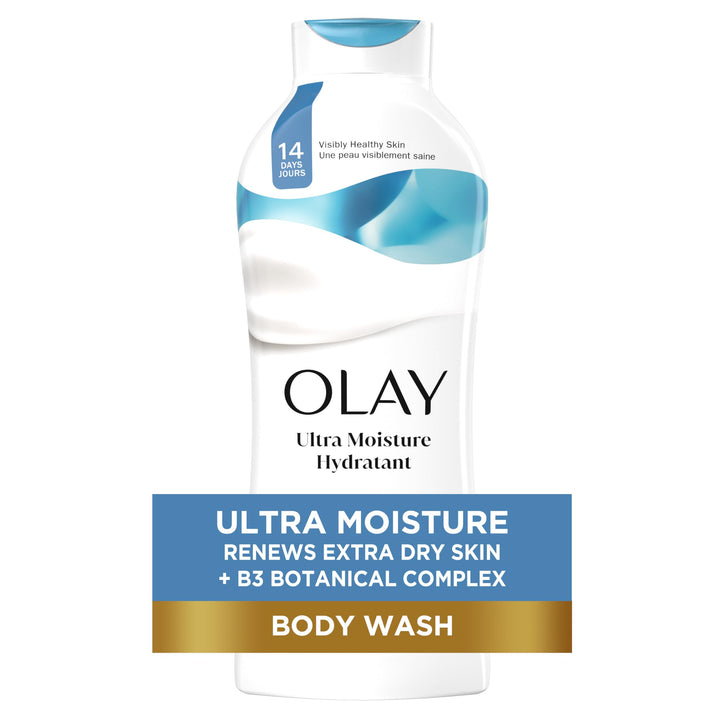 Olay Ultra Moisture Hydrating Body Wash for Extra Dry Skin, 24hr Long Lasting Hydration, Vitamin B3 Complex, Designed for All Skin Types, 22 fl oz