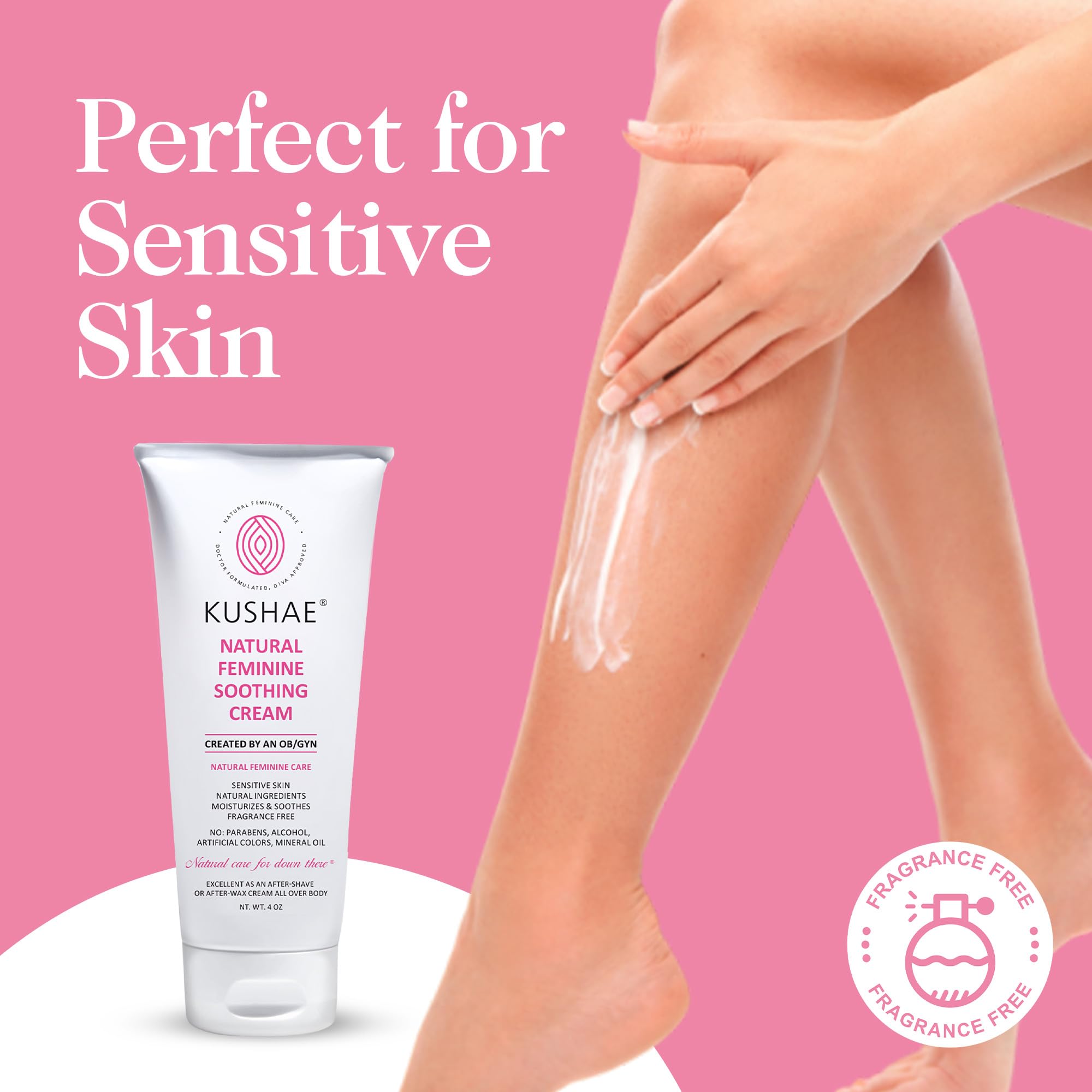 All Natural, OB/GYN Created, Gentle Feminine Soothing Cream; Calming Shaving Lotion for Afterwax, Aftershave, and Laser Treatments