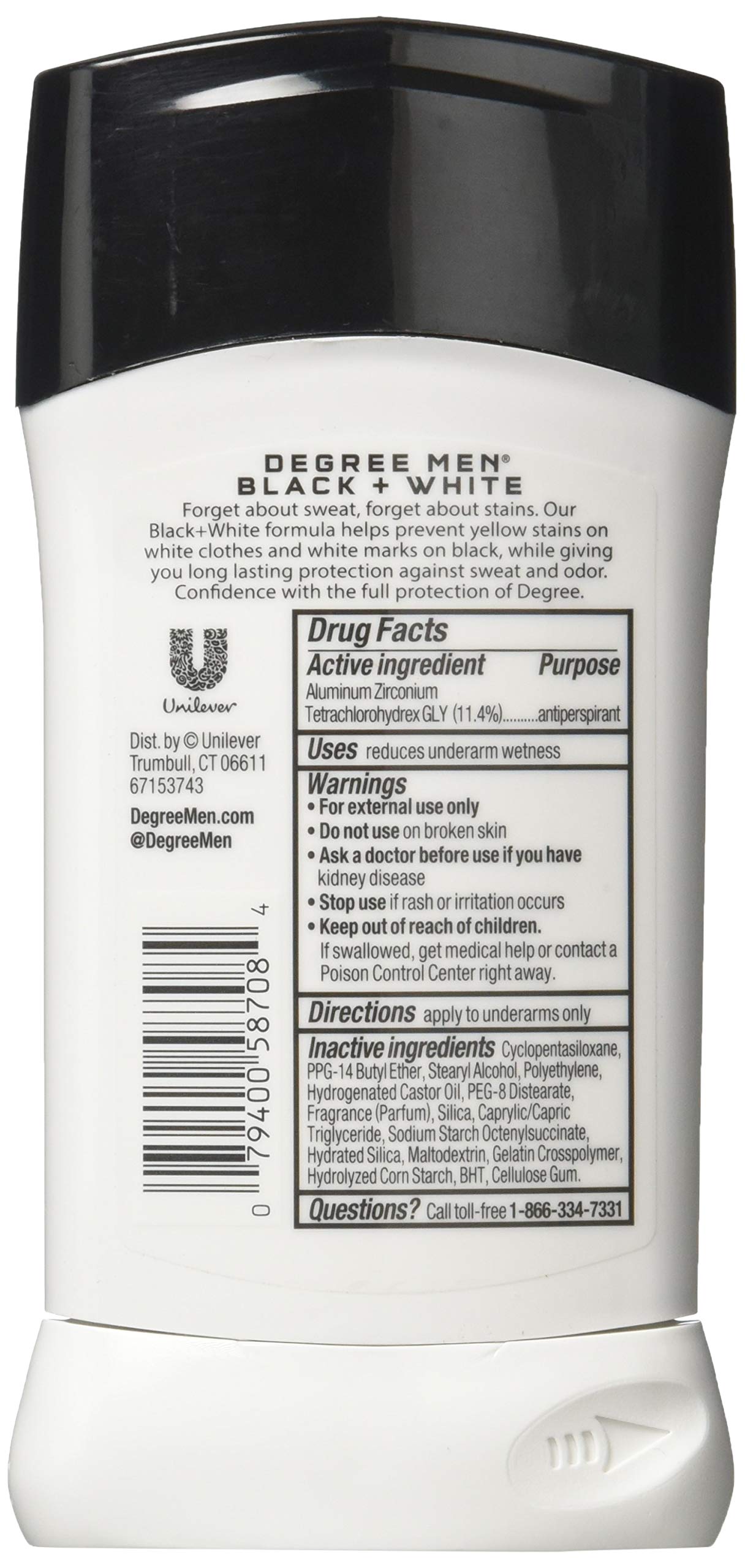 Degree Deodorant 2.7 Ounce Mens Ultra Clear Black & White (79ml) (6 Pack)