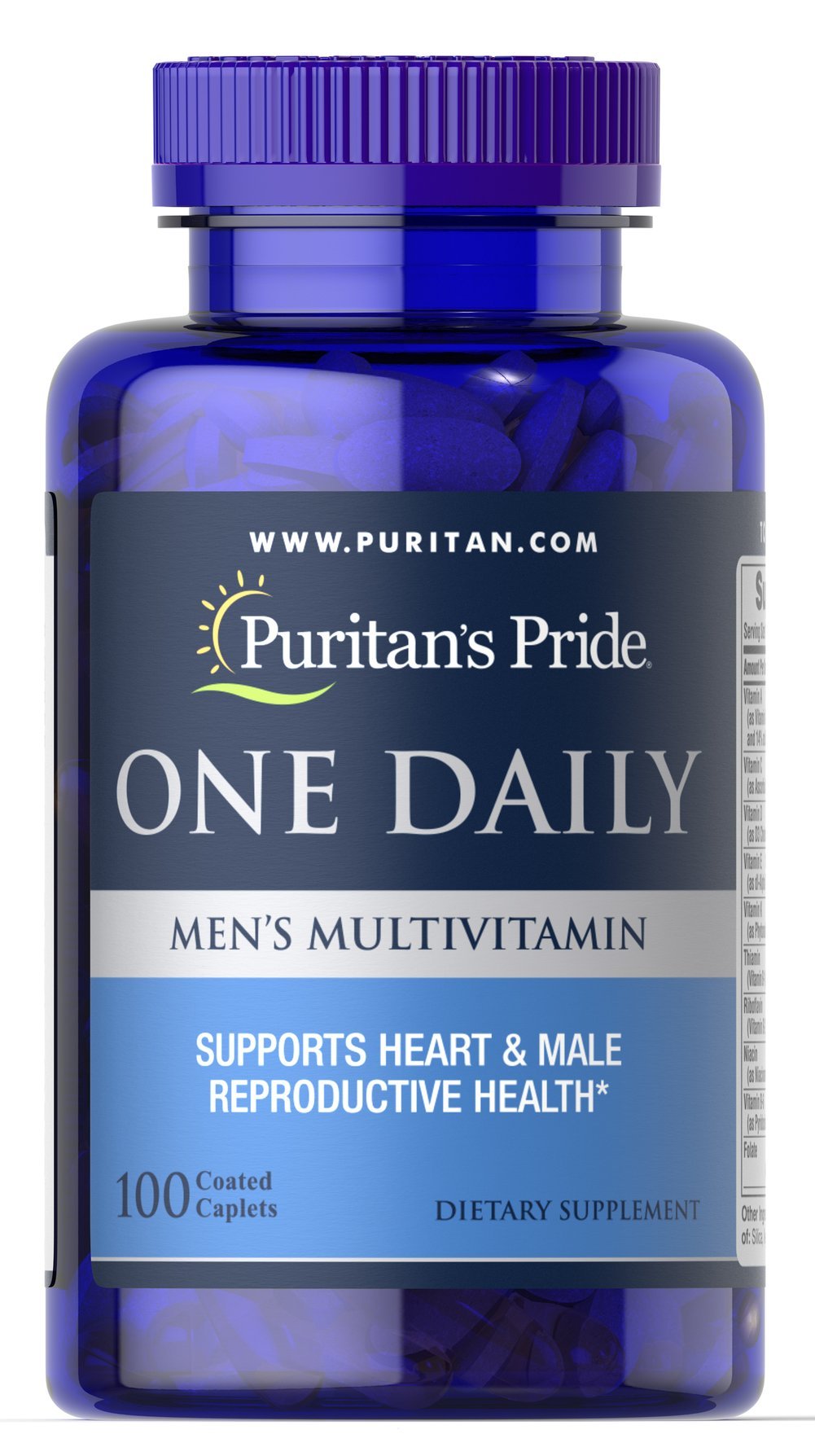 Puritan's Pride One Daily Men's Multivitamin, Dietary Supplement to Support Heart and Male Reproductive Health* with Vitamin A, Vitamin C, Vitamin D, Vitamin E, and Zinc, 3 Month Supply, 100 Count