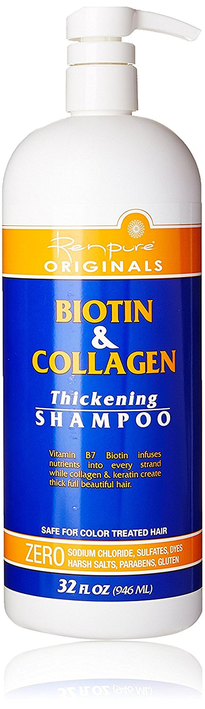 Renpure Originals Biotin & Collagen Thickening Shampoo And Conditioner Set 32 Oz (Zero Sodium Chloride, Sulfate, Dyes Harsh Salts, Parabens, Gluten)