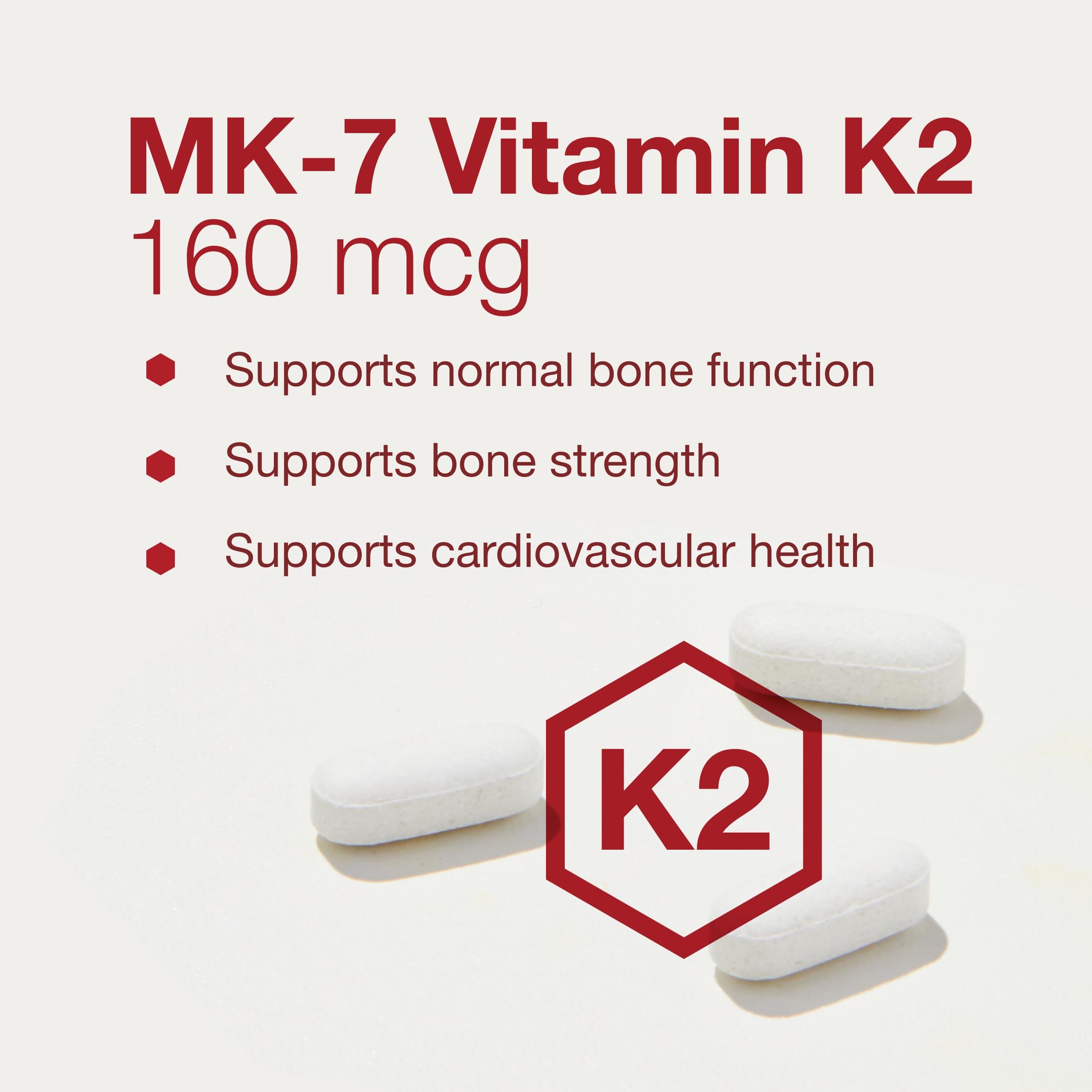 PROTOCOL FOR LIFE BALANCE MK-7 Vitamin K2 160mcg - VIT K Supplement - MK-7 Vitamin K2 Life Balance - Support Bone Health & Vascular Elasticity - Non-GMO & Vegan - 60 Tablets