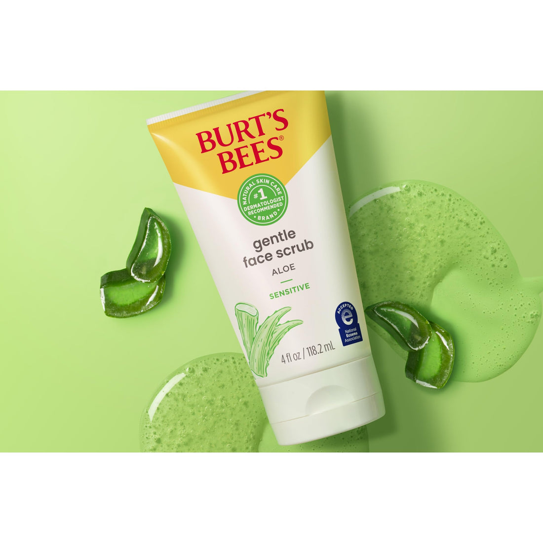 Burt's Bees Gentle Face Scrub with Aloe for Sensitive Skin, 98.9% Natural Origin, 4 Fluid Ounces, Pack of 3