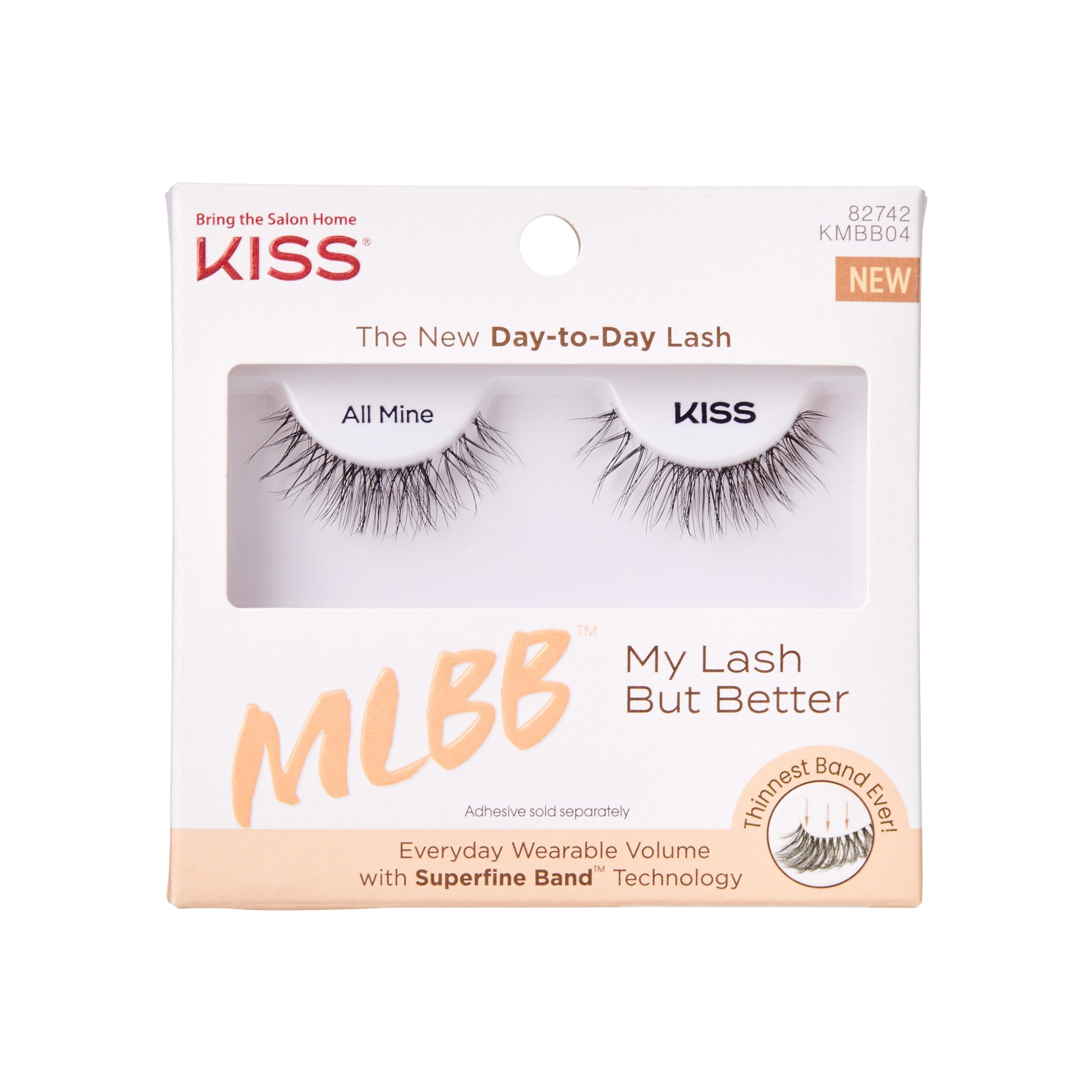 KISS MLBB My Lash But Better Everyday Wearable Volume False Eyelashes with Superfine Band Technology, Easy To Apply, Reusable, Cruelty-Free, Contact Lens Friendly, Style All Mine, 1 Pair