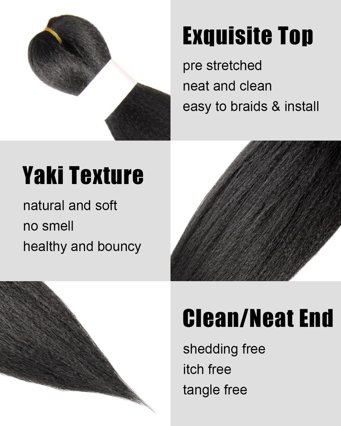KAVSORAPI Braiding Hair 12 Inch Pre Stretched Hair Black Color Short Straight Crochet Braids Yaki Texture Synthetic Fiber 8 Packs (1B/Natural Black)