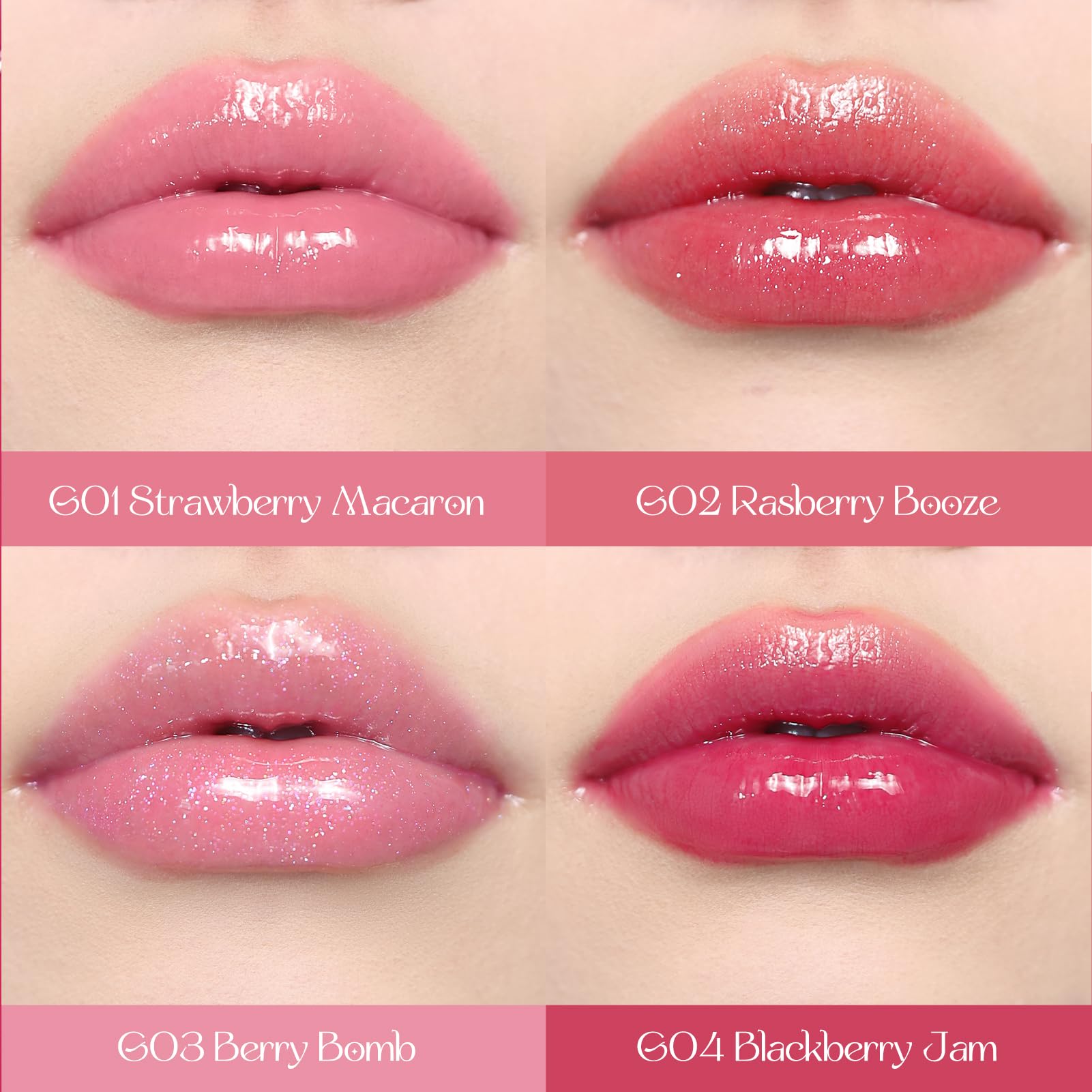 Flower Knows Violet Strawberry Rococo Glitter Lip Gloss-Moisturizing Tinted Lip Oil-Hydrating Glowy Lip Makeup for Girls&Women-Vegan & Cruelty-Free-0.12 Fl Oz,1 Count (G03 Berry Bomb)