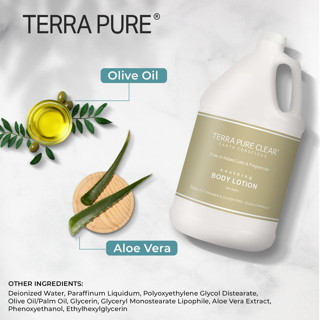 Terra Pure Clear Color & Fragrance-Free Hotel Lotion | 1 Gallon | For Hospitality & Vacation Rentals to Refill Dispensers | Single Gallon