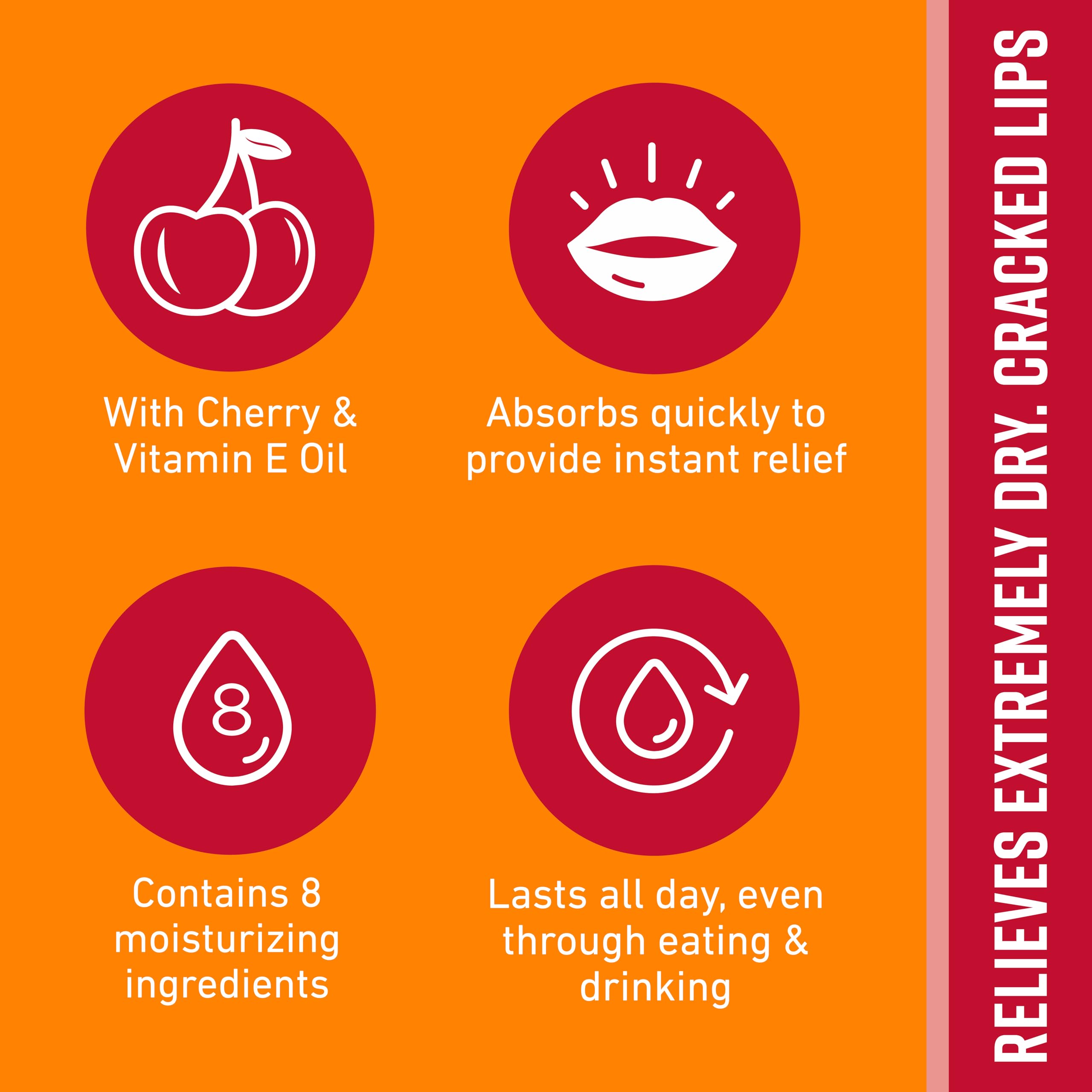 O'Keeffe's Lip Repair Lip Balm with Cherry & Vitamin E Oil - Stick (3 Pack) - Moisturizer for Extremely Cracked, Dry Lips