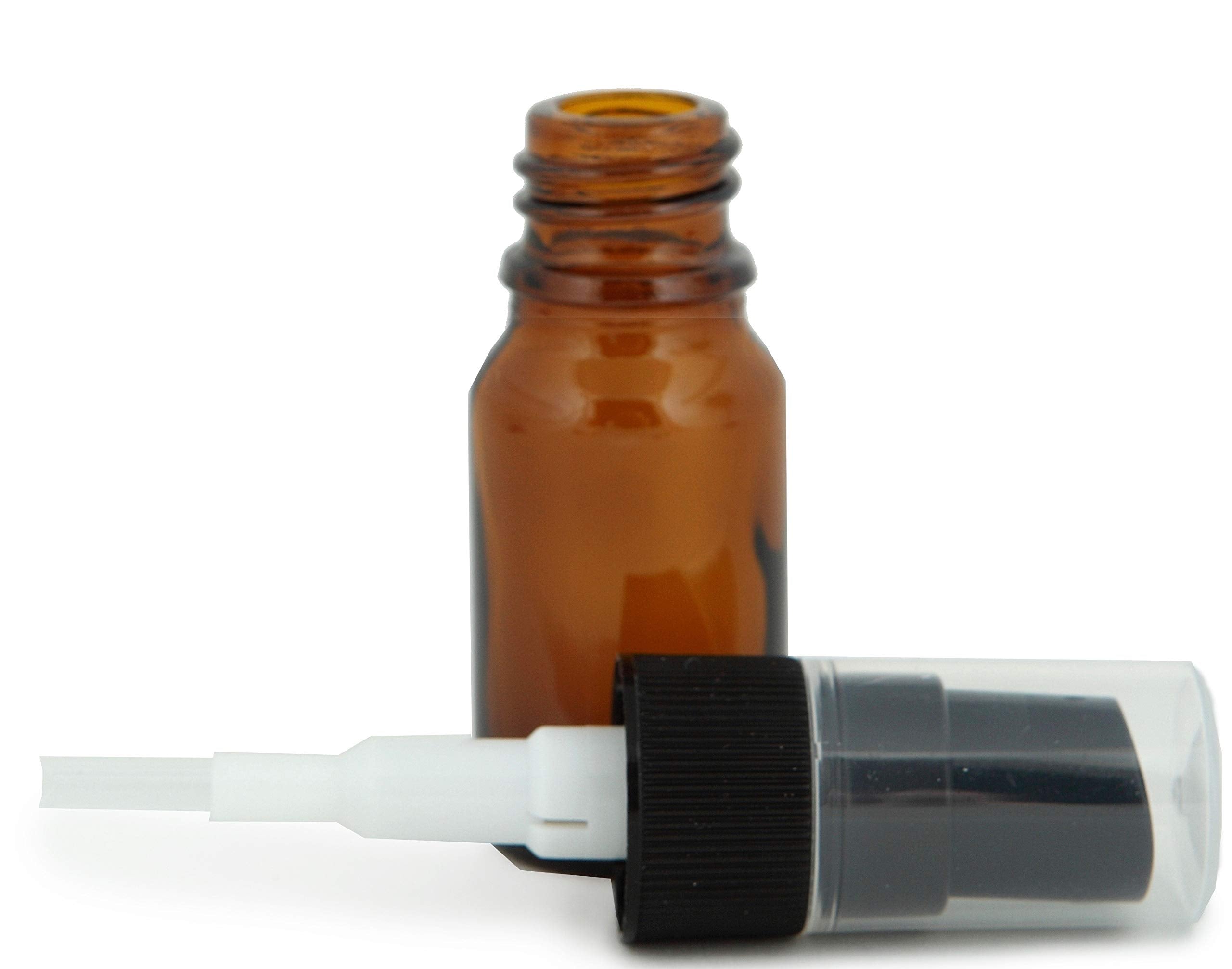 Vivaplex, 24, Amber, 10 ml (1/3 oz) Glass Bottles, with Black Fine Mist Sprayer's