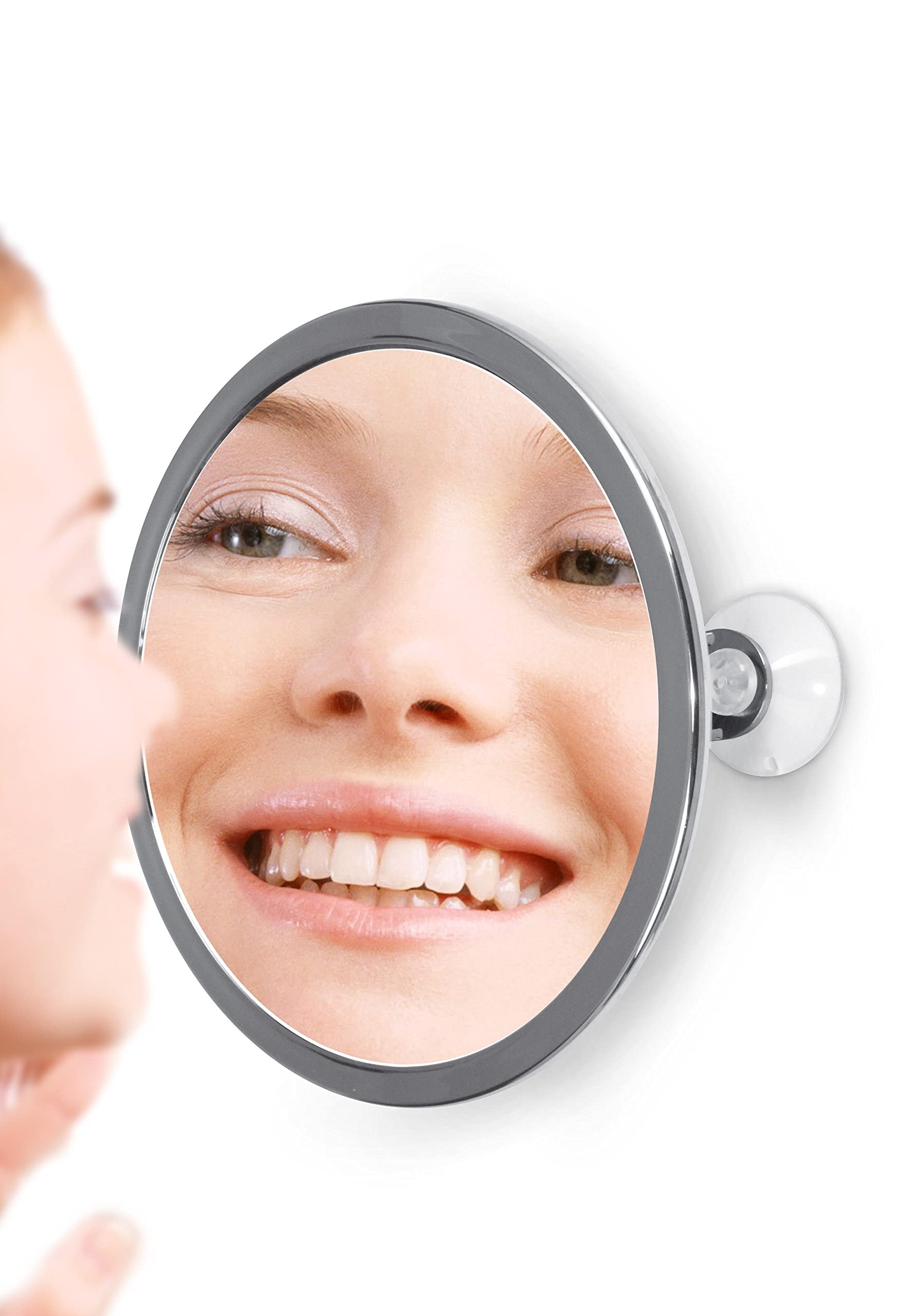 6 Suction Mount Mirror - 5X Magnifying Vanity Makeup Mirror with 3-Point Super Suction, Pivoting, Rotating and Locking Suction