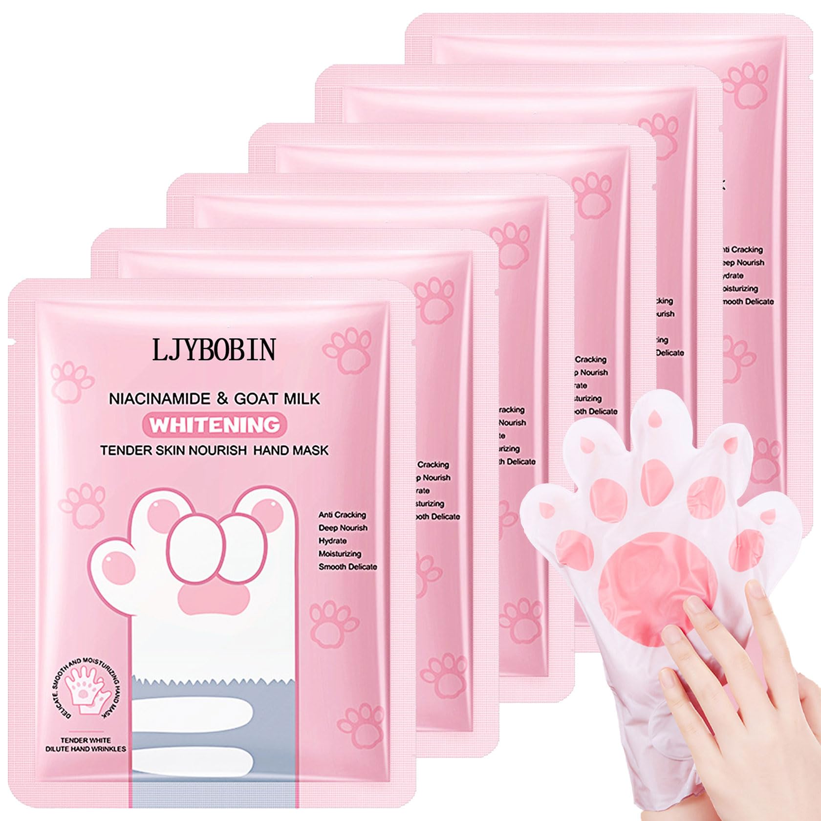 LJYBoBin 6PCS Hydrating Hand Mask Gifts Set,Intensive Cute Hand Masks for Dry Cracked Hands,Gentle Long Lasting Hand Masks Moisturizing Gloves for Soft and Smooth Touch Hands