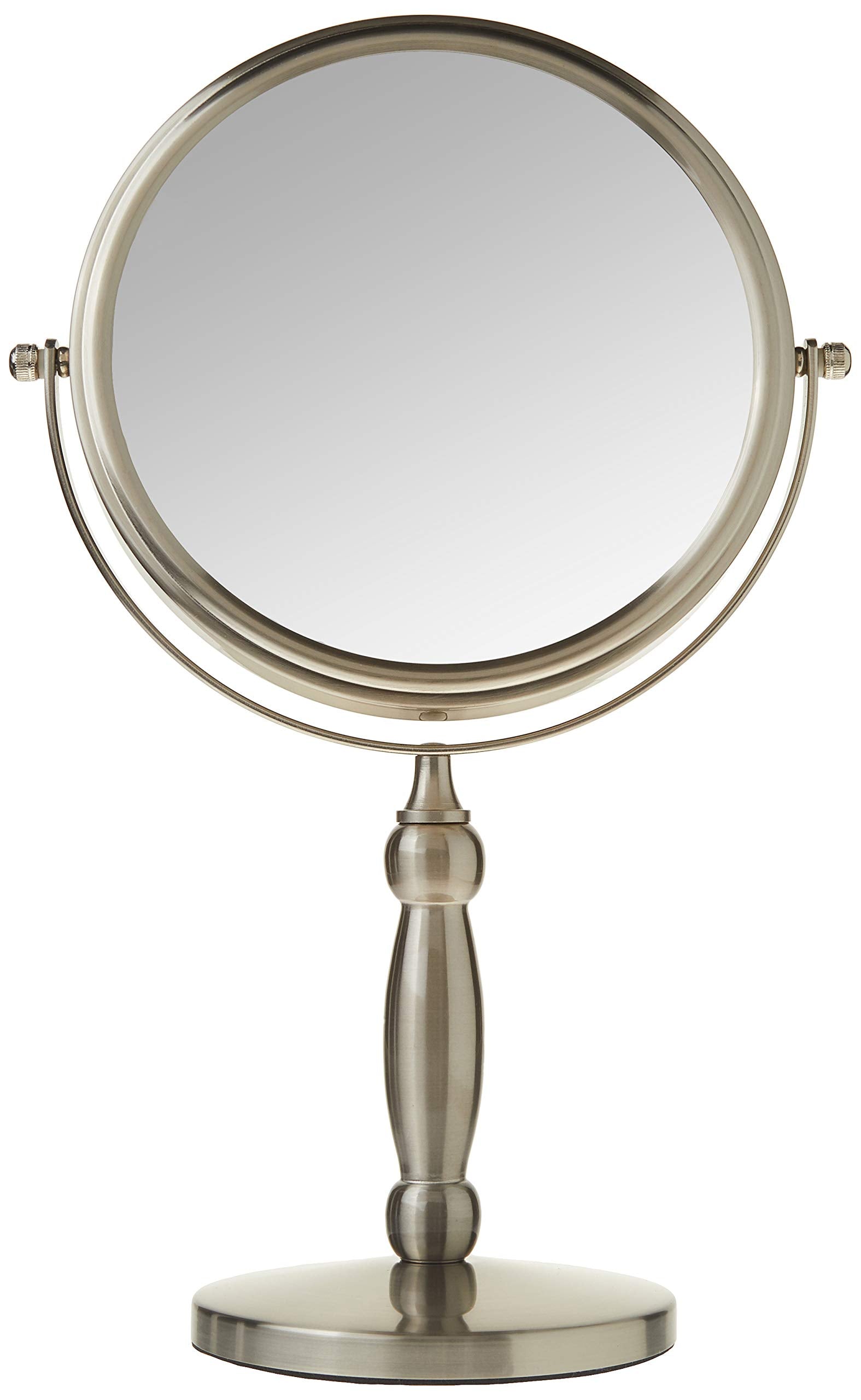 Floxite Dual sided 1x and 15x Vanity Mirror, Brushed Nickel