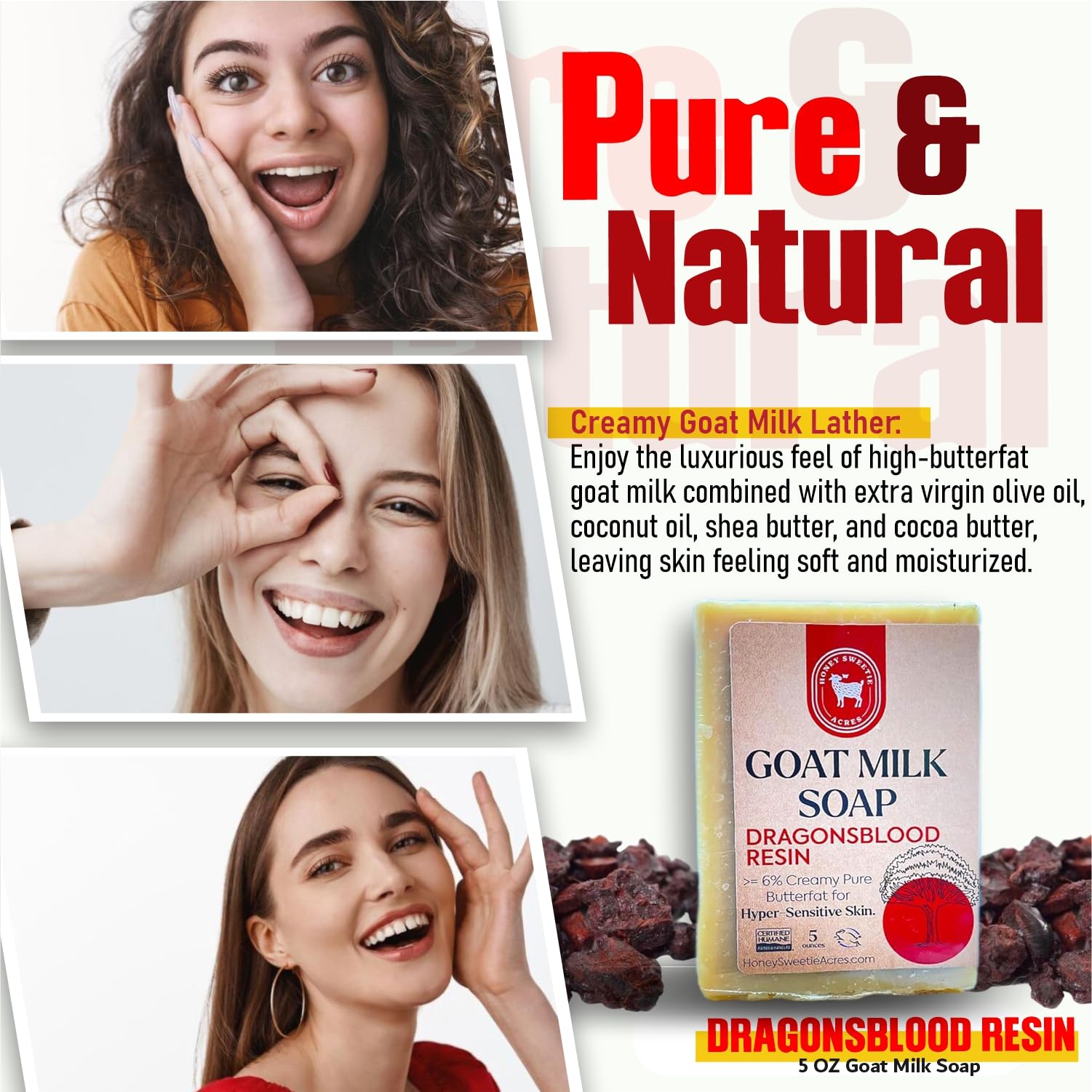 Honey Sweetie Acres Dragonsblood Goat Milk Soap - Handmade 5 oz Bar, Made with Natural Ingredients, Moisturizing & Gentle, Made in the USA