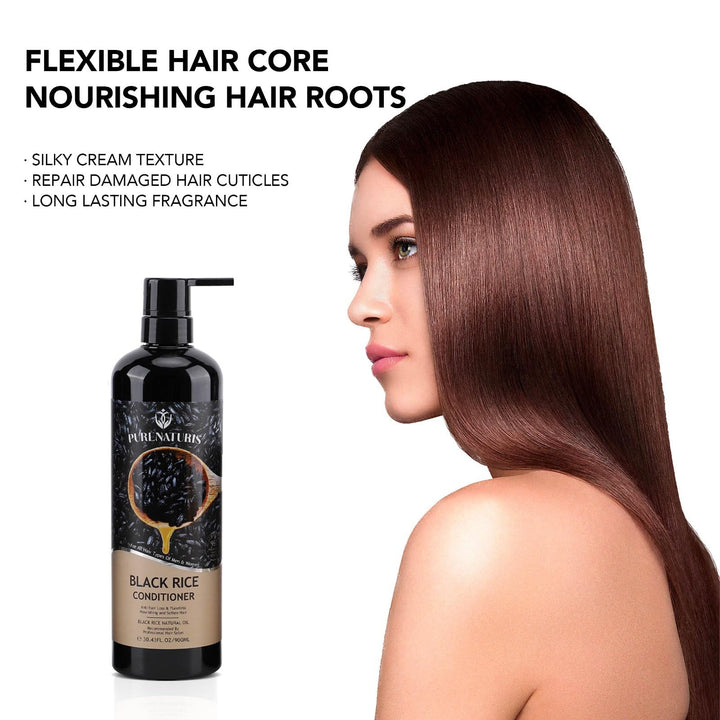 PureNaturis Black Rice Oil Extract Hydrating Conditioner - Anti-Hair Loss, Reduce Hair Fall and Repair for Dry and Damaged Hair, Leaves Hair Soft and Manageable, Captivating Fragrance, 30.43 fl oz