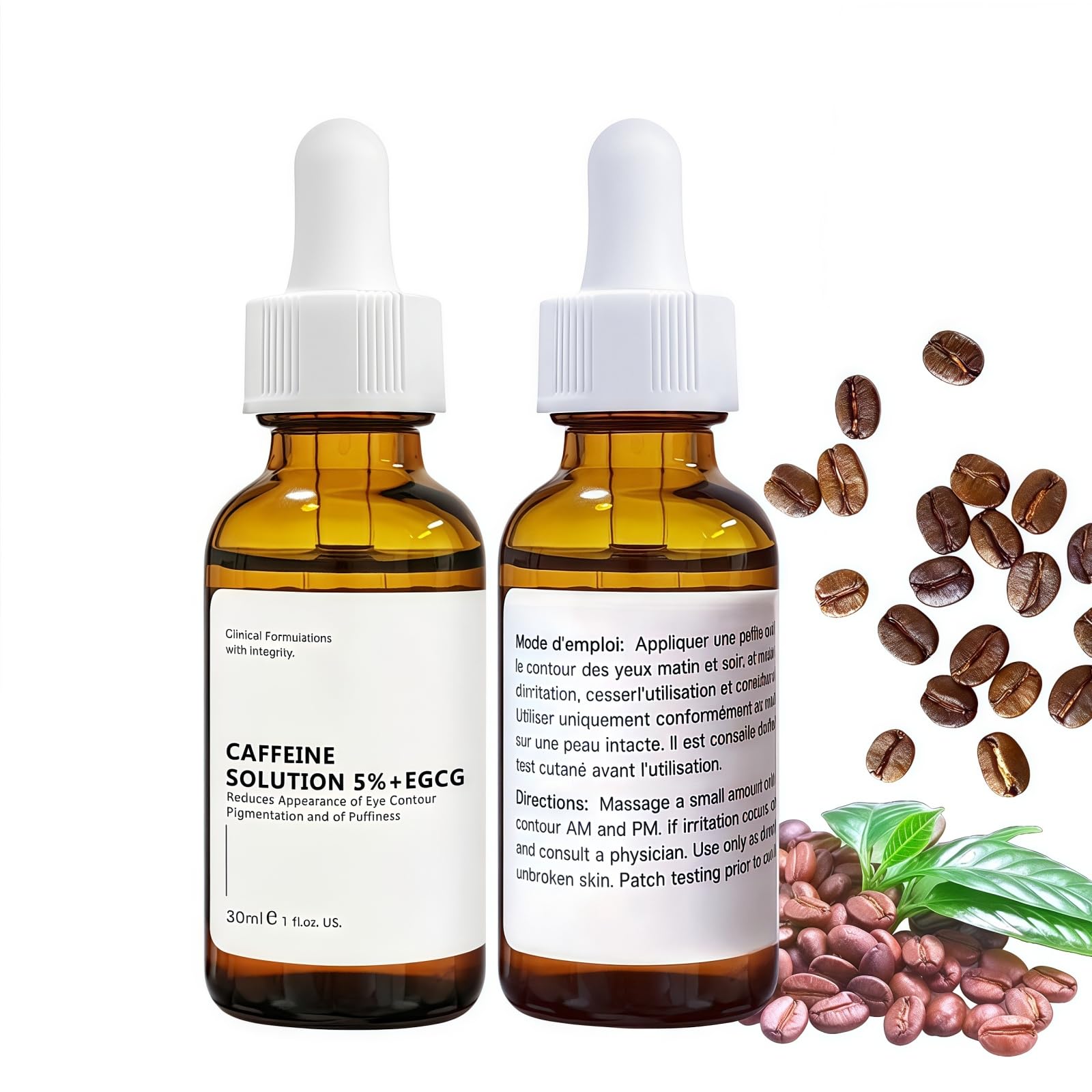 Caffeine Solution 5% + EGCG, Caffeine Eye Serum For Face, Moisturizing Under Eye Solution For Reduces Dark Circles & Puffiness, 30ML