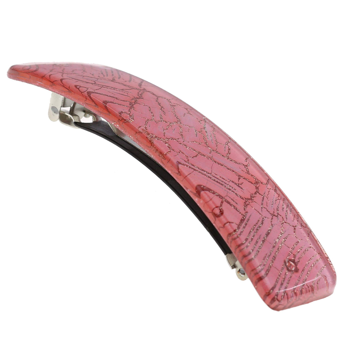 CP2278, Barrette Large Pink and Gold Swirls