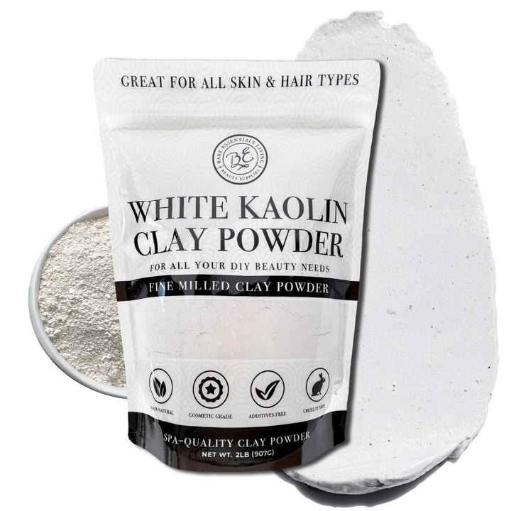 Kaolin White Clay 2 lb Powder, 100% natural for making DIY spa mud mask for face/facial, hair, body, soap, deodorant, bath bomb, setting makeup, lotion and gardening by Bare Essentials Living