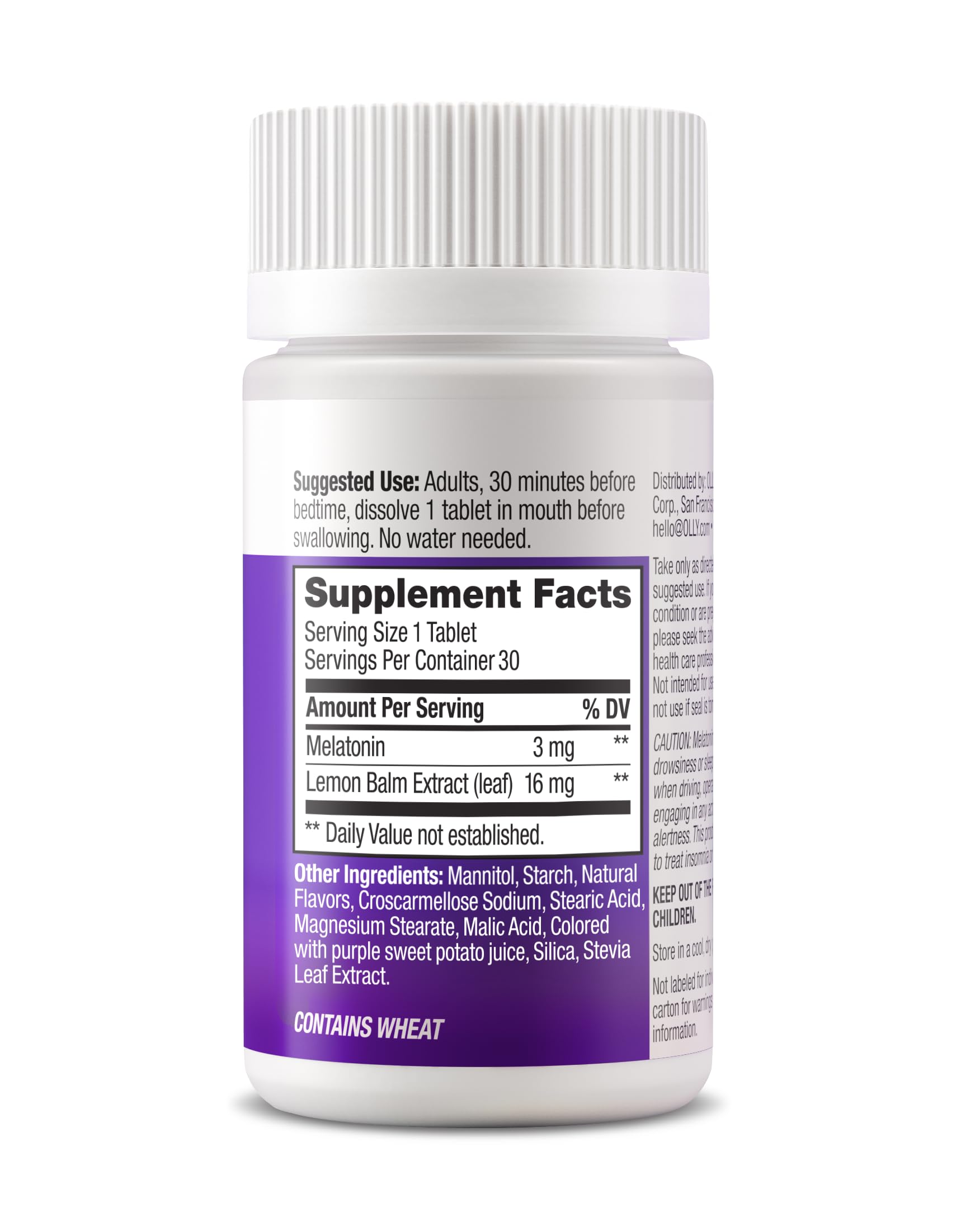 OLLY Sleep Fast Dissolves, 3mg Melatonin, Lemon Balm, Strawberry Flavor, 30 Day Supply - 30 Count