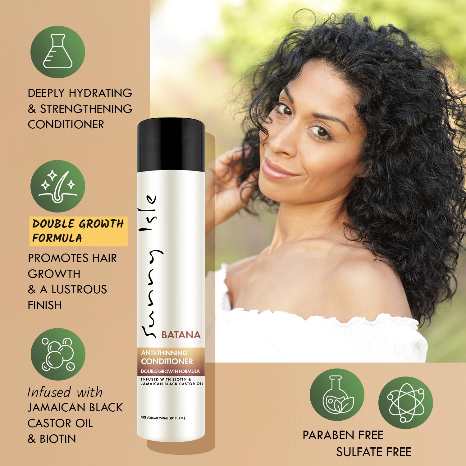 Sunny Isle Batana Anti-Thinning Conditioner 10.1oz Infused with Biotin and Jamaican Black Castor Oil | Double Growth Formula